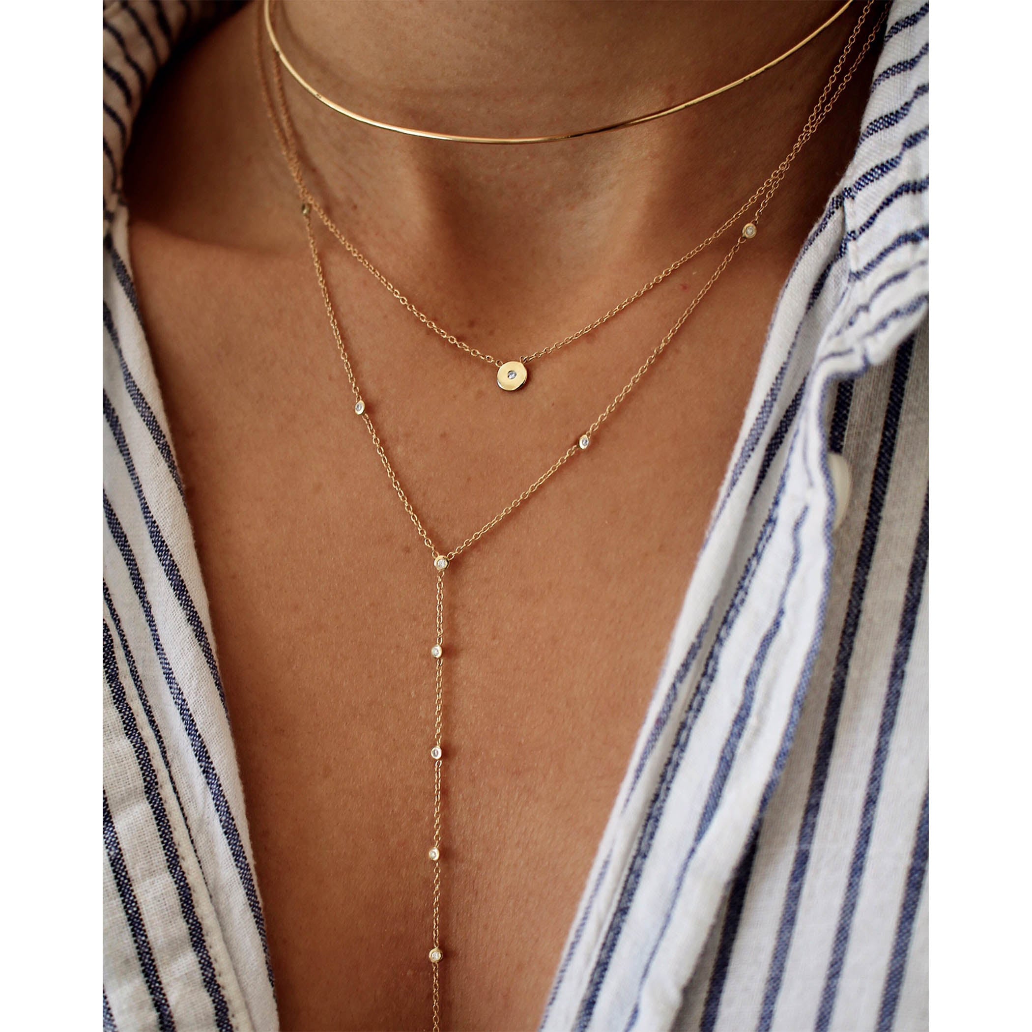 TINY DISK WITH DIAMOND NECKLACE