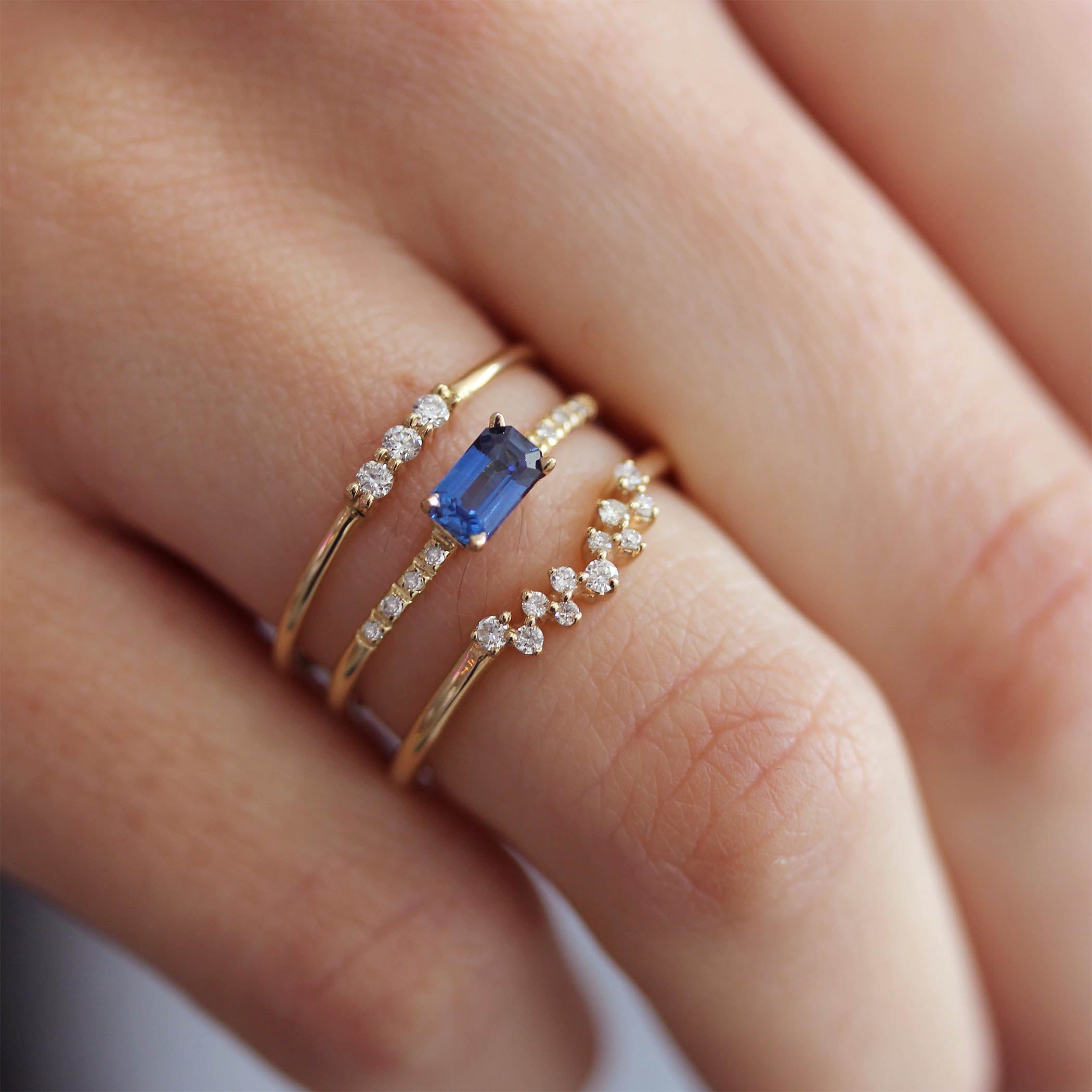 SAPPHIRE OCTAGON WITH PAVE RING