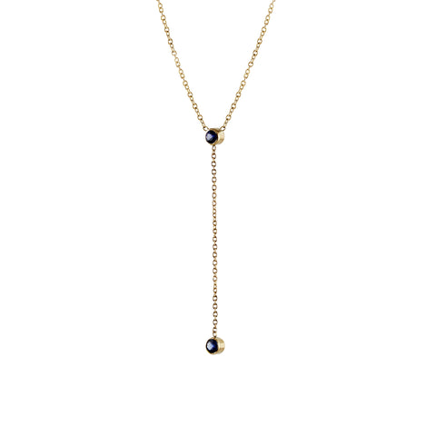 14K 5 BEZEL DIAMOND BAR NECKLACE