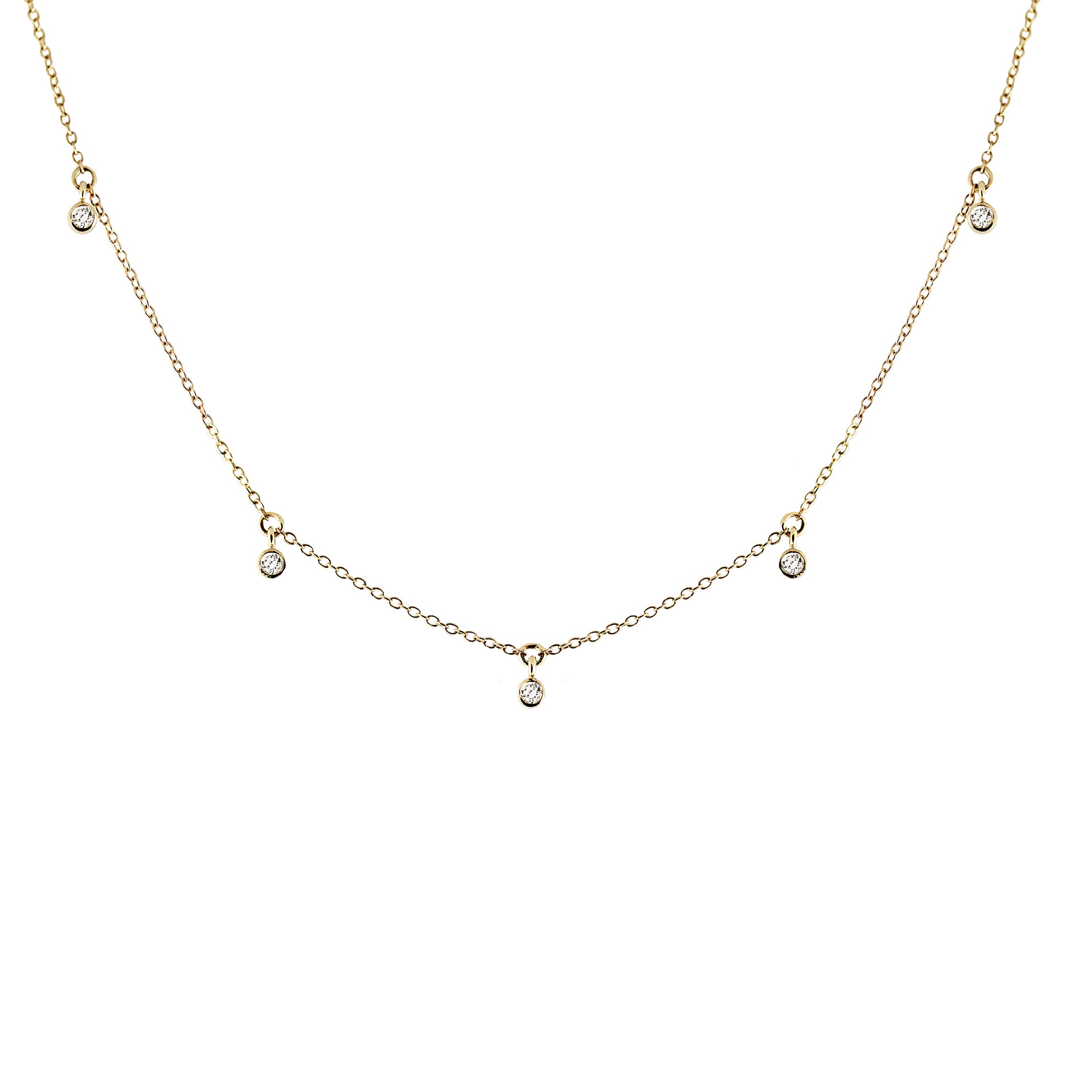 5 DANGLE DIAMOND BEZEL NECKLACE