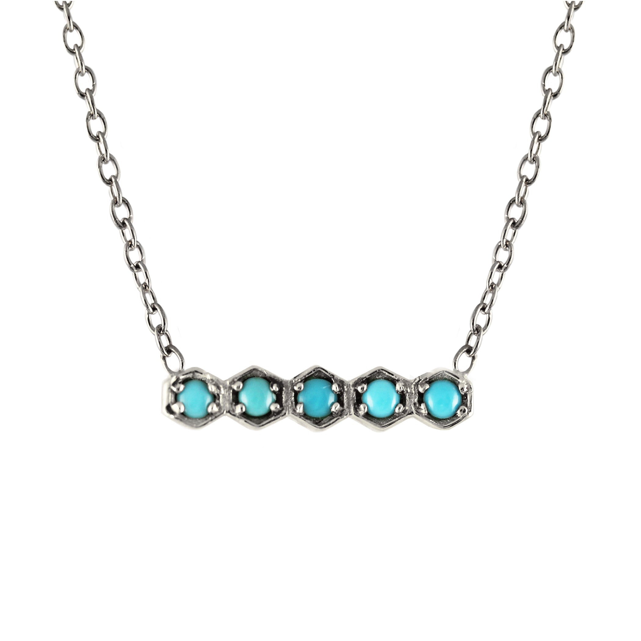 HEXAGONAL 5 TURQUOISE NECKLACE