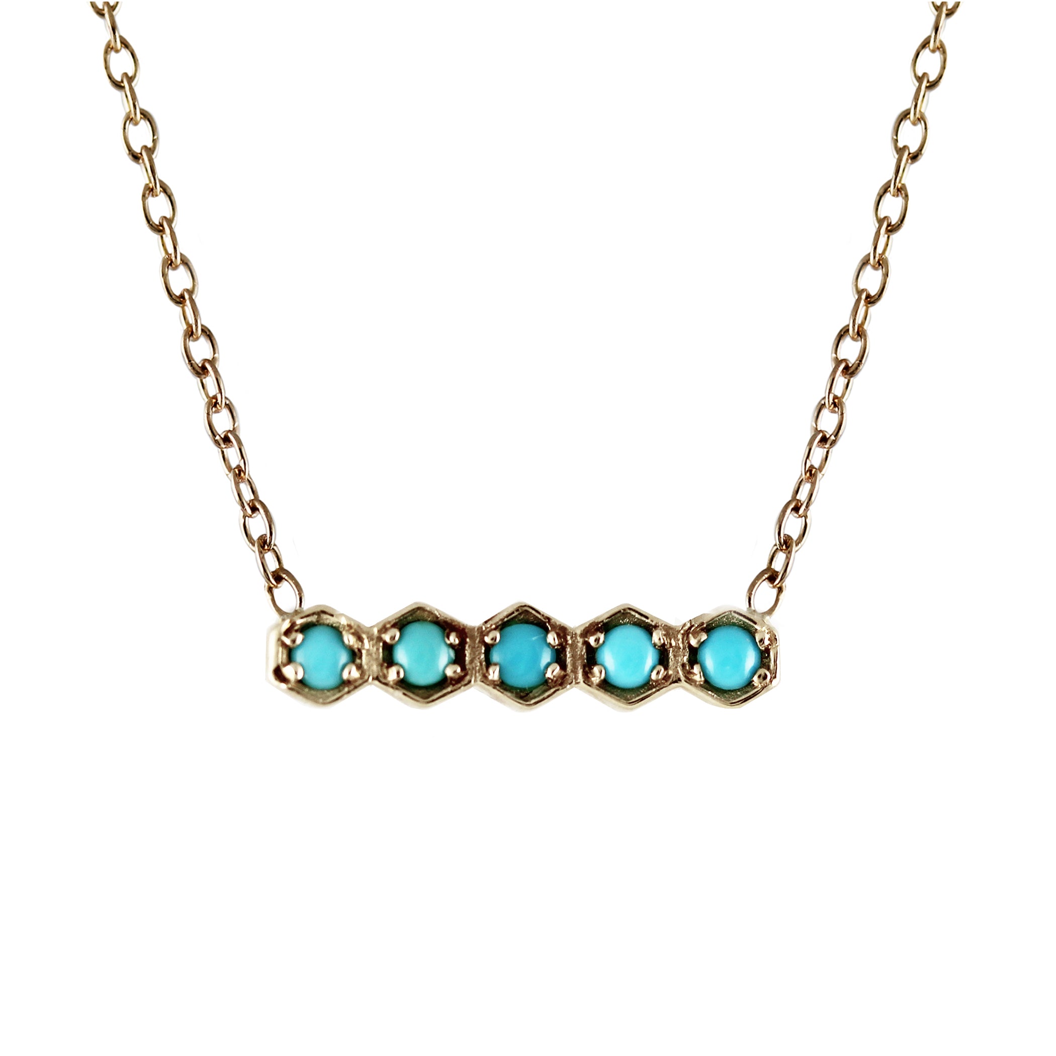 HEXAGONAL 5 TURQUOISE NECKLACE