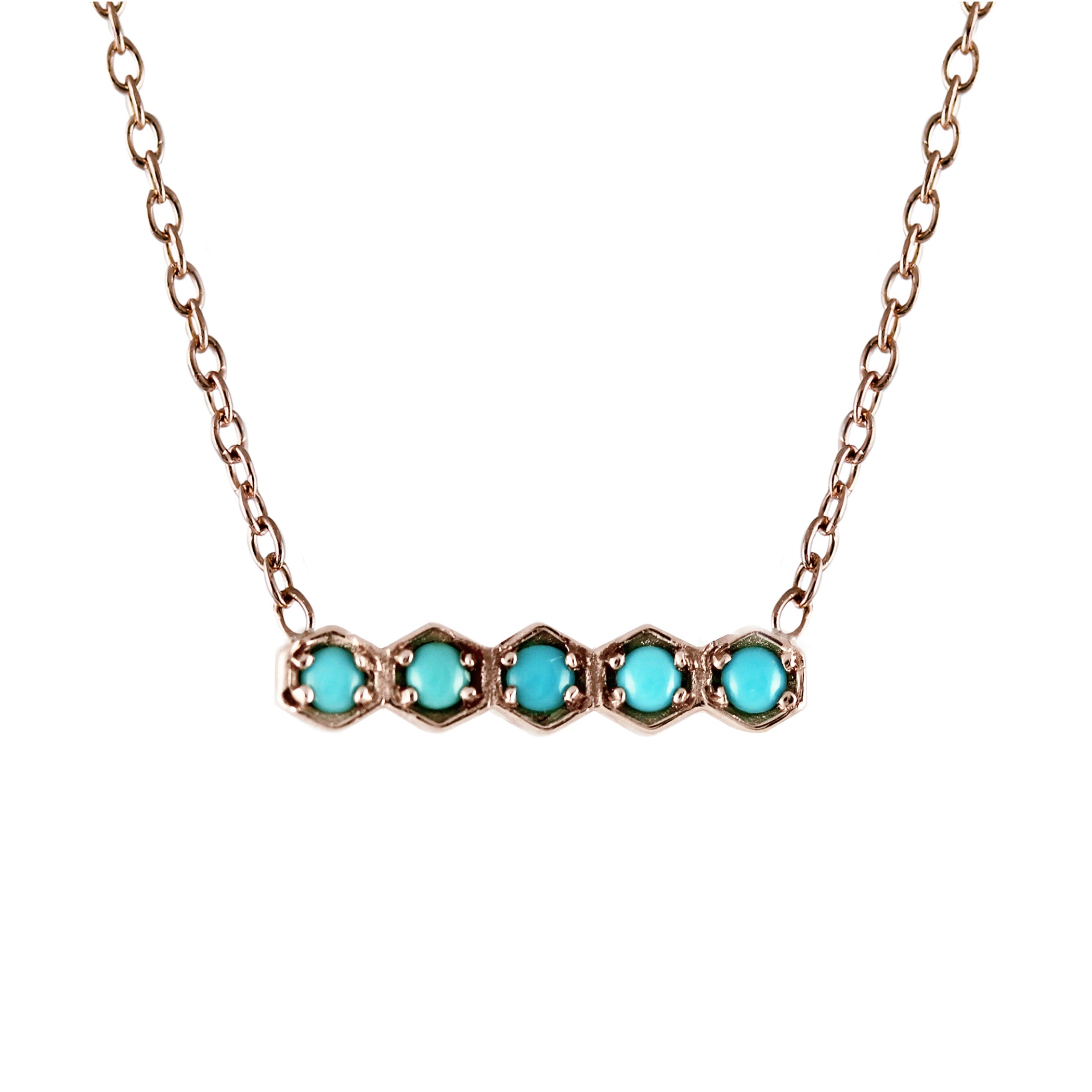 HEXAGONAL 5 TURQUOISE NECKLACE