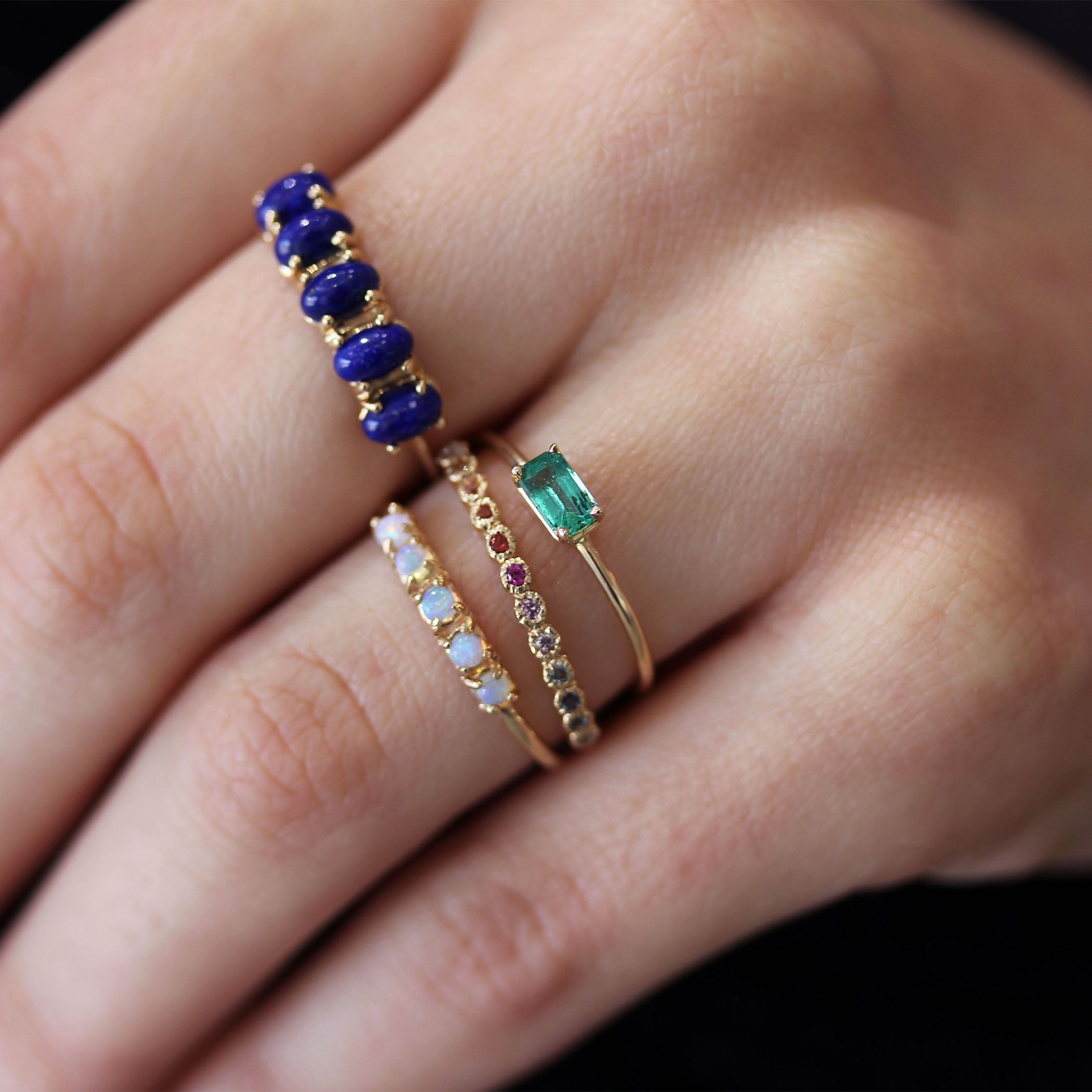 14K RAINBOW BEZEL BAND