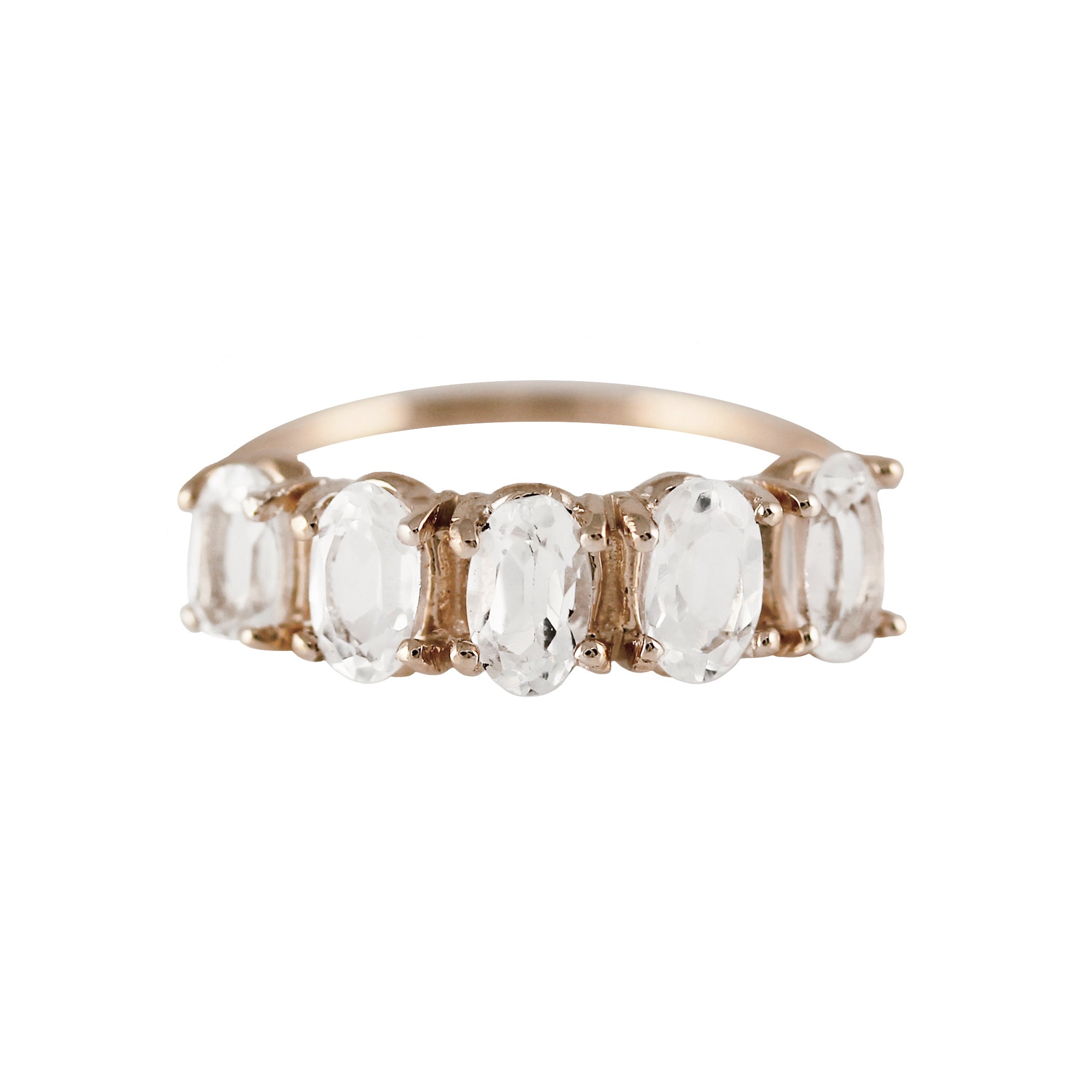5 OVAL WHITE TOPAZ RING