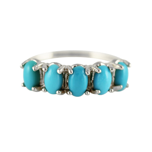 STERLING SILVER 5 OVAL TURQUOISE RING