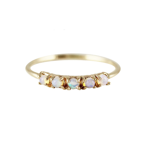 14K ROUND OPAL WITH DIAMONDS RING