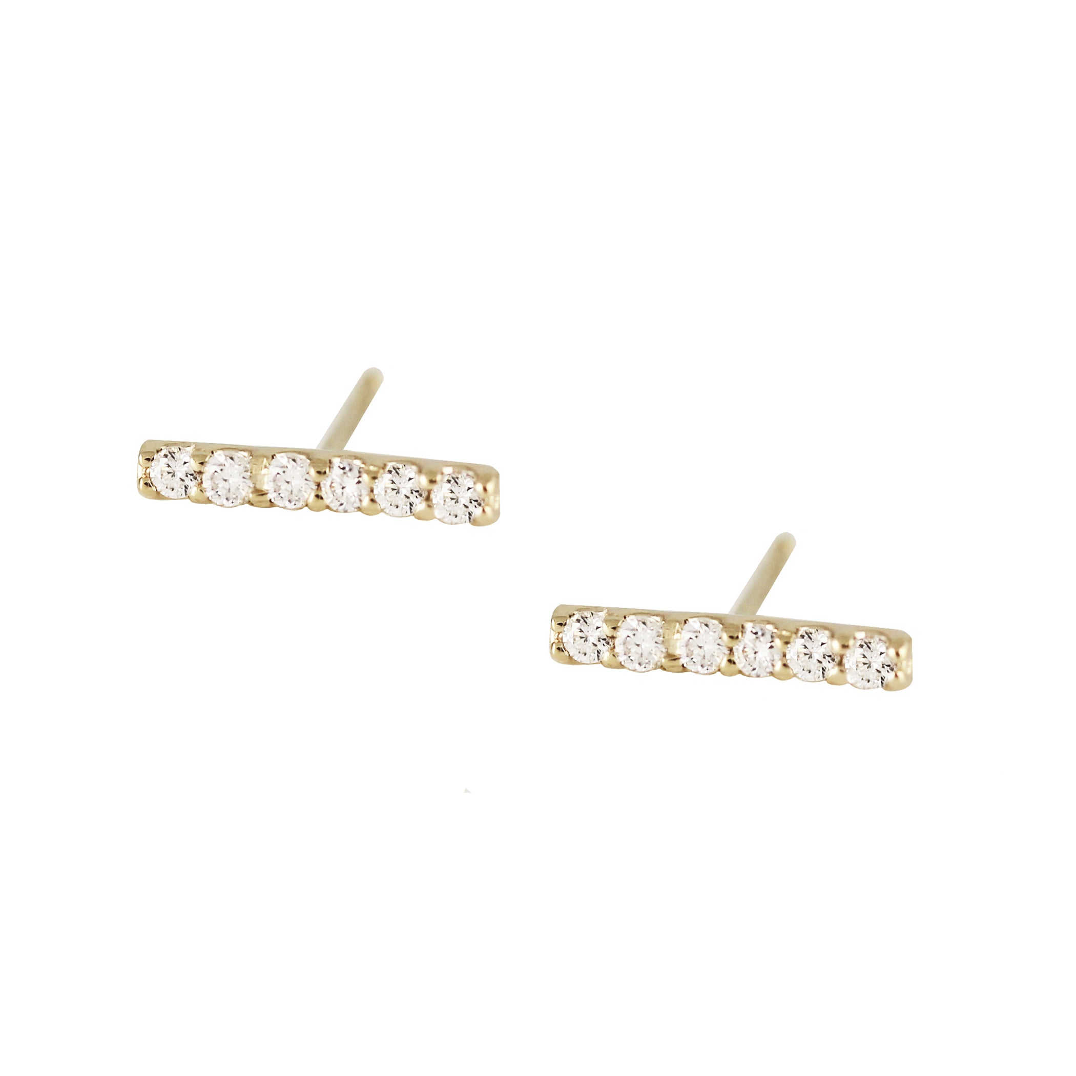 6 DIAMOND PAVE BAR STUDS
