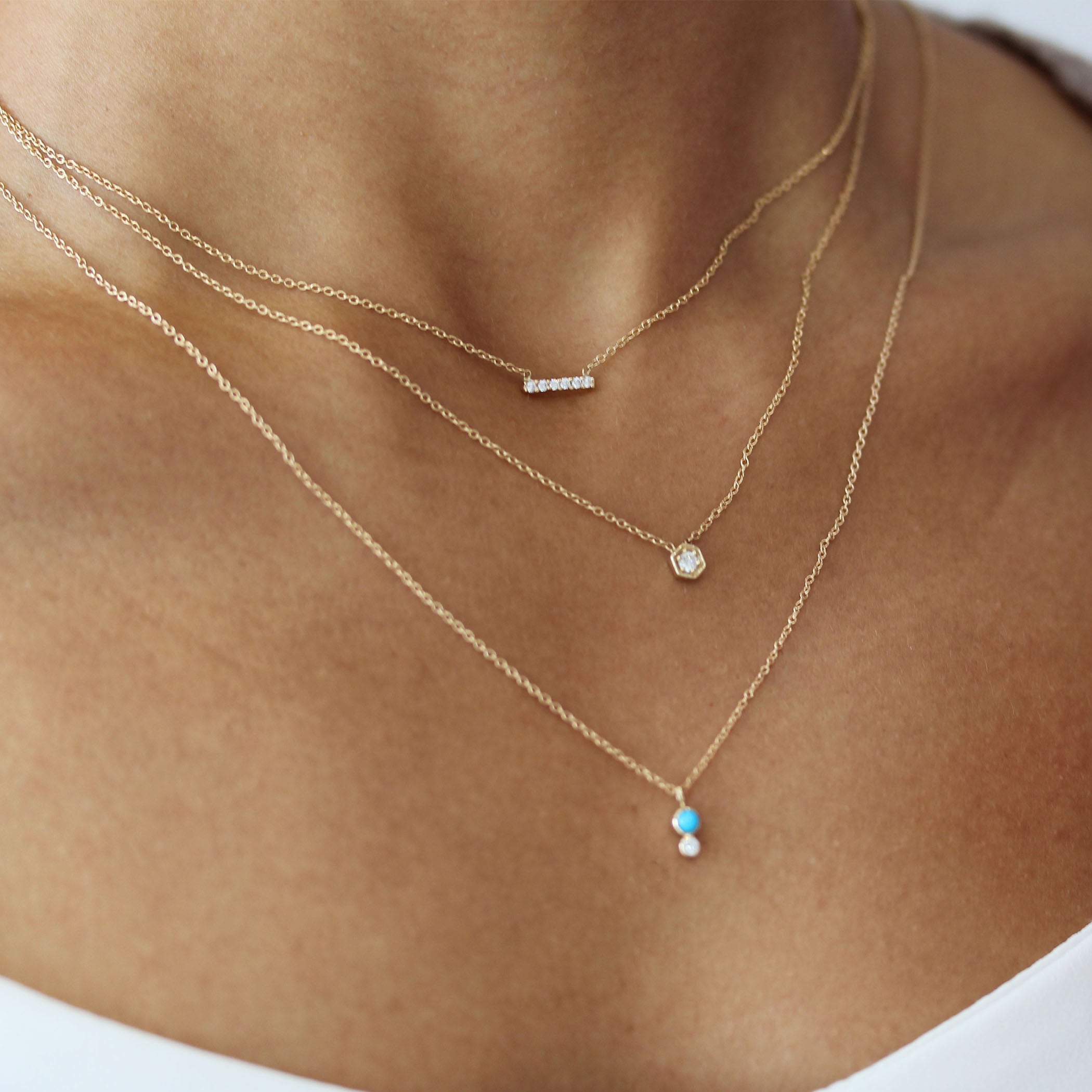 14K HEXAGON DIAMOND NECKLACE