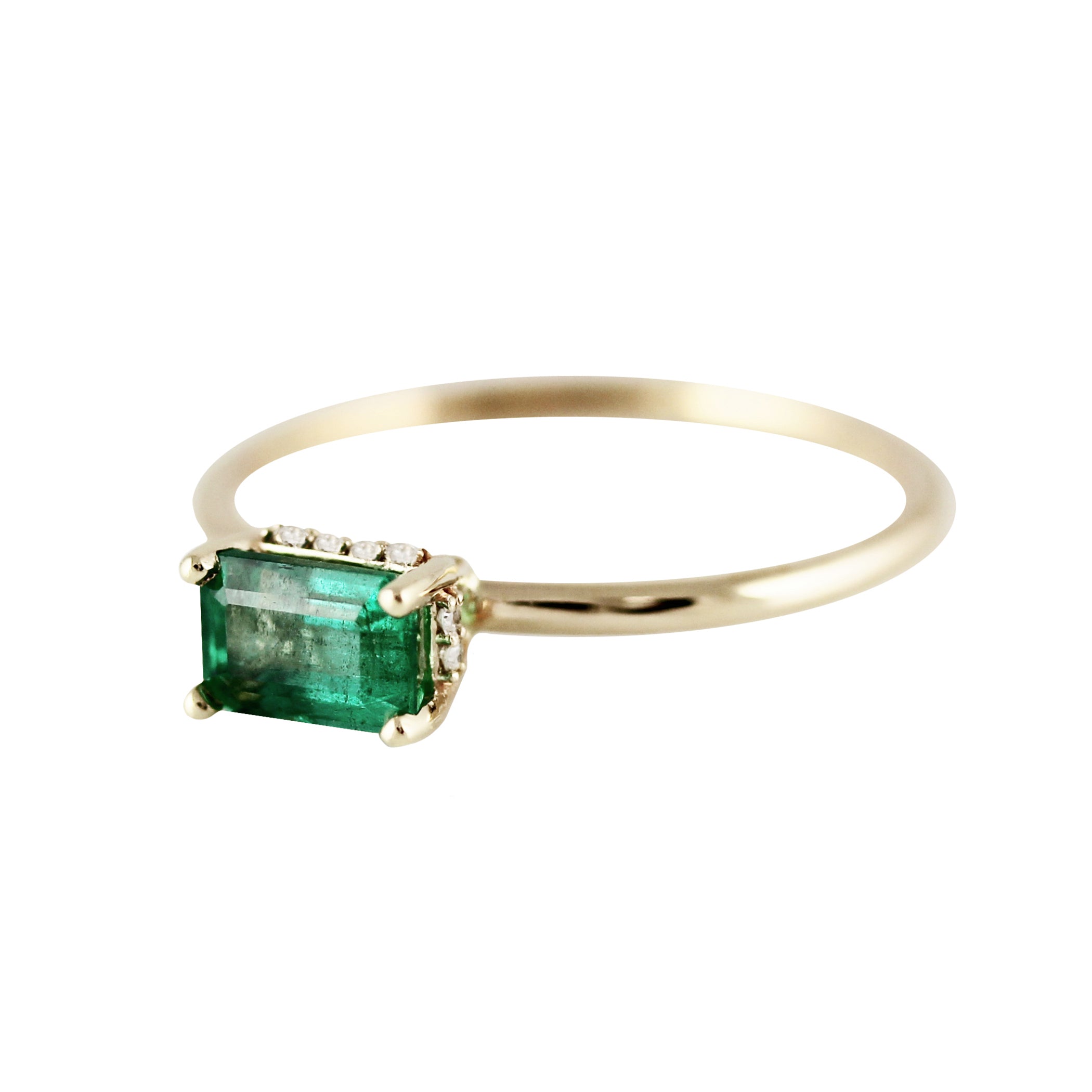 6X4 EMERALD WITH SIDE DIAMONDS HALO RING