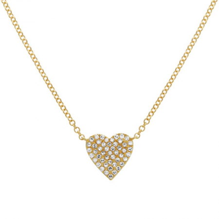 14K MEDIUM DIAMOND PAVE HEART NECKLACE