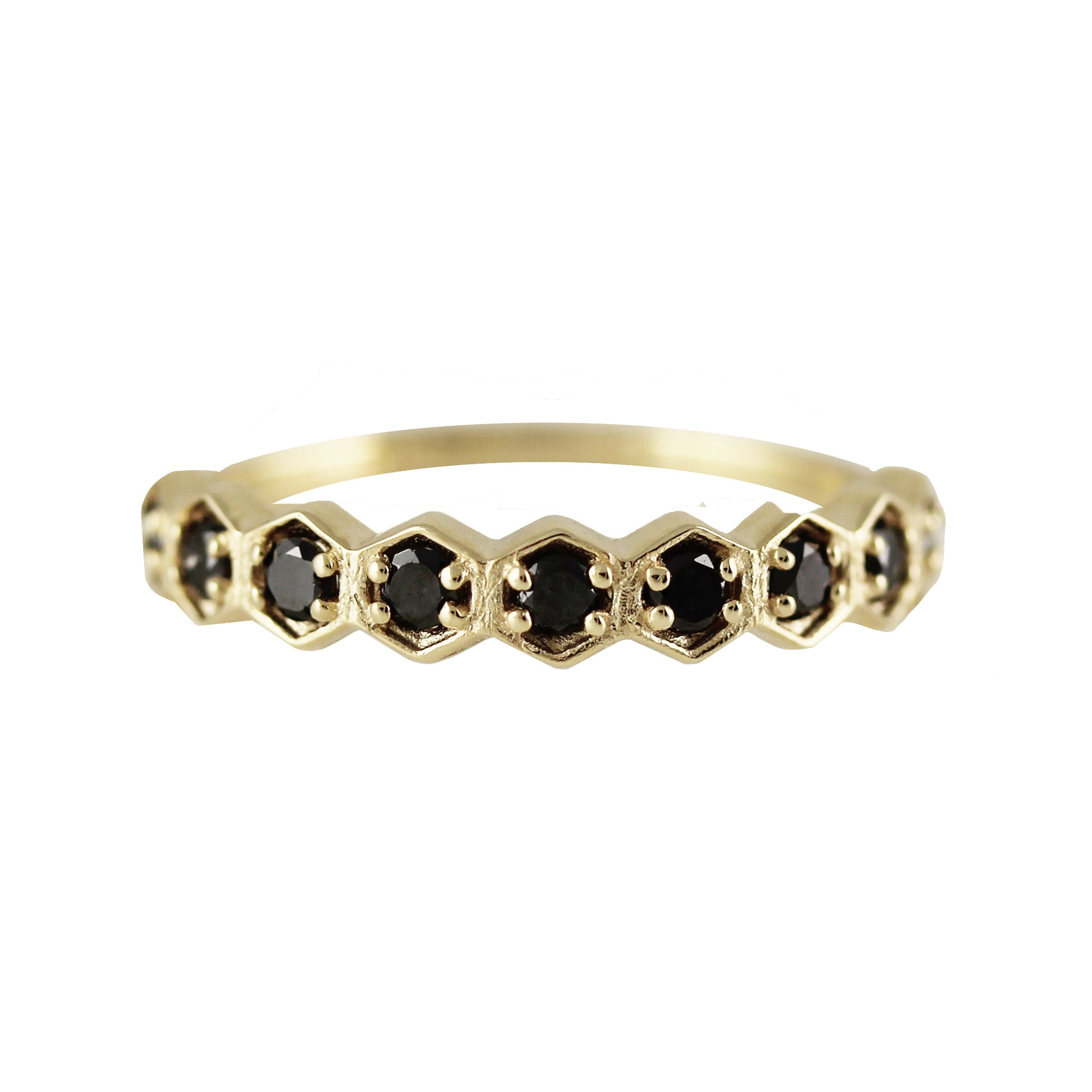 14K 9 HEXAGONS WITH DIAMONDS BAND