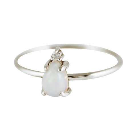 JUMELLE OPAL AND DIAMOND SILVER RING