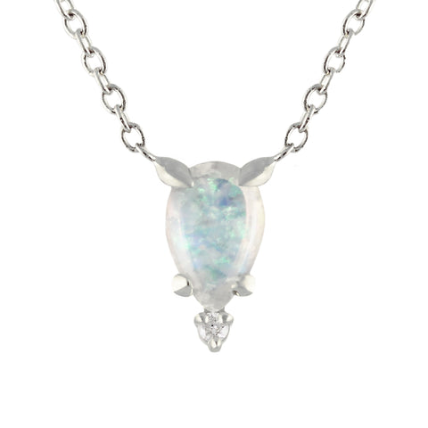 5 BEZEL DIAMOND AND OPAL BAR NECKLACE