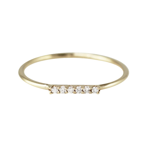 14K TINY BAGUETTE AND ROUND DIAMONDS TIARA RING