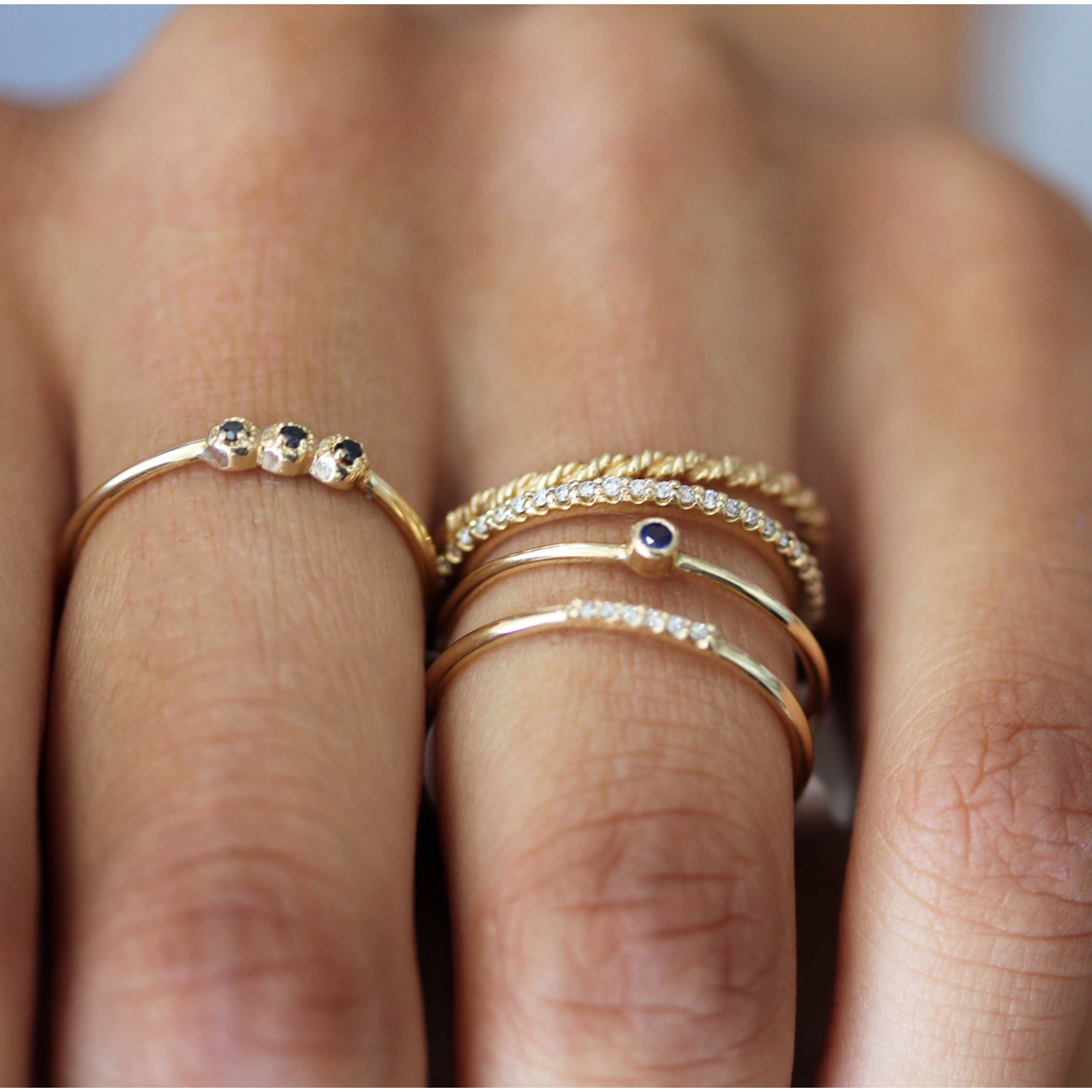 BLACK DIAMOND NUGGET TRIO RING