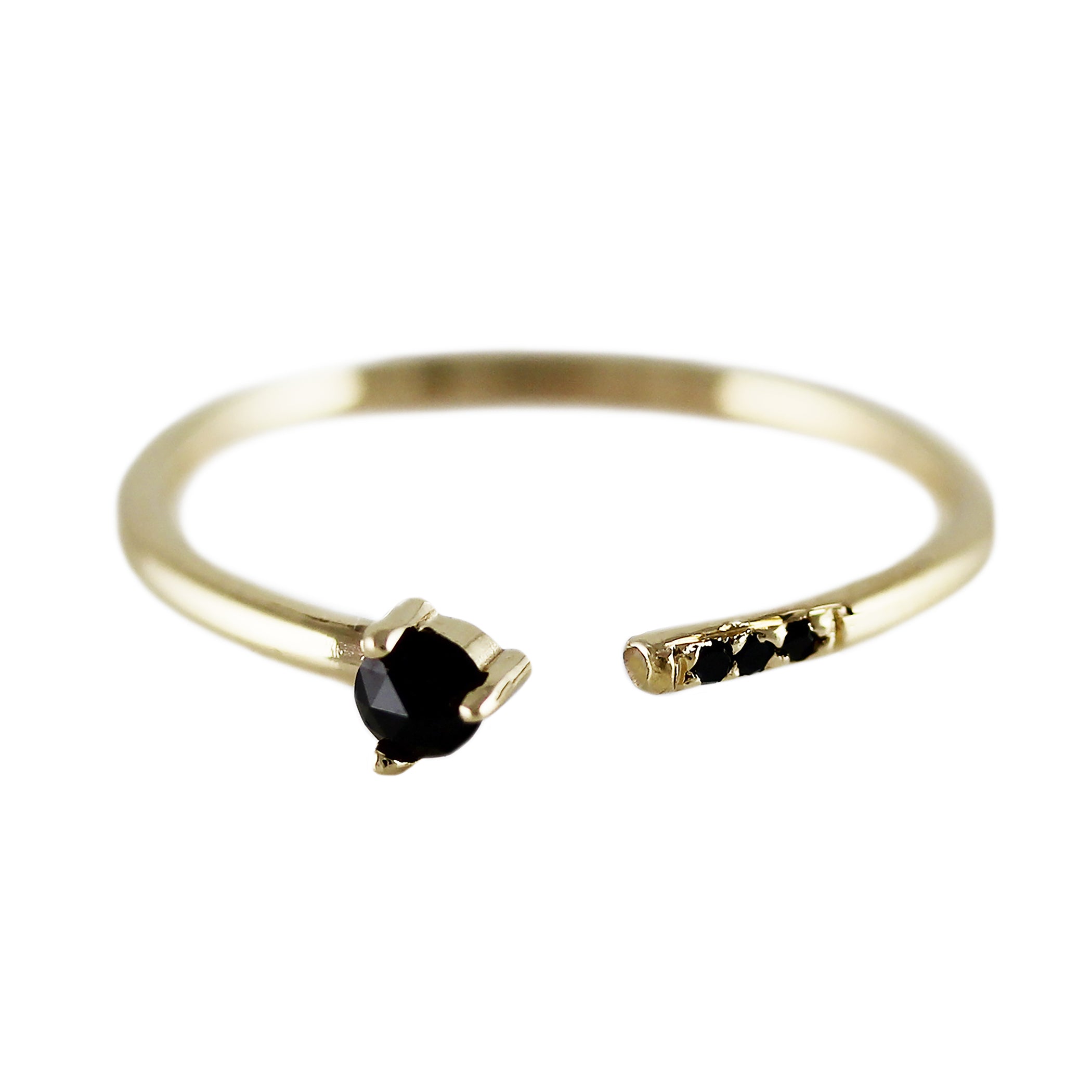 BLACK ROSE CUT DIAMOND CUFF RING WITH PAVE