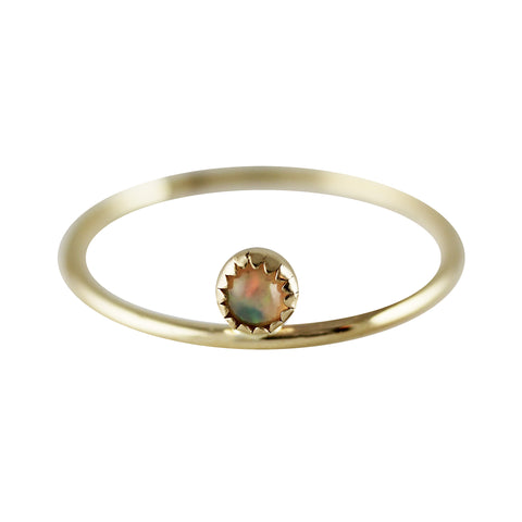 14K OPAL WITH SIX PRONG SET DIAMONDS RING