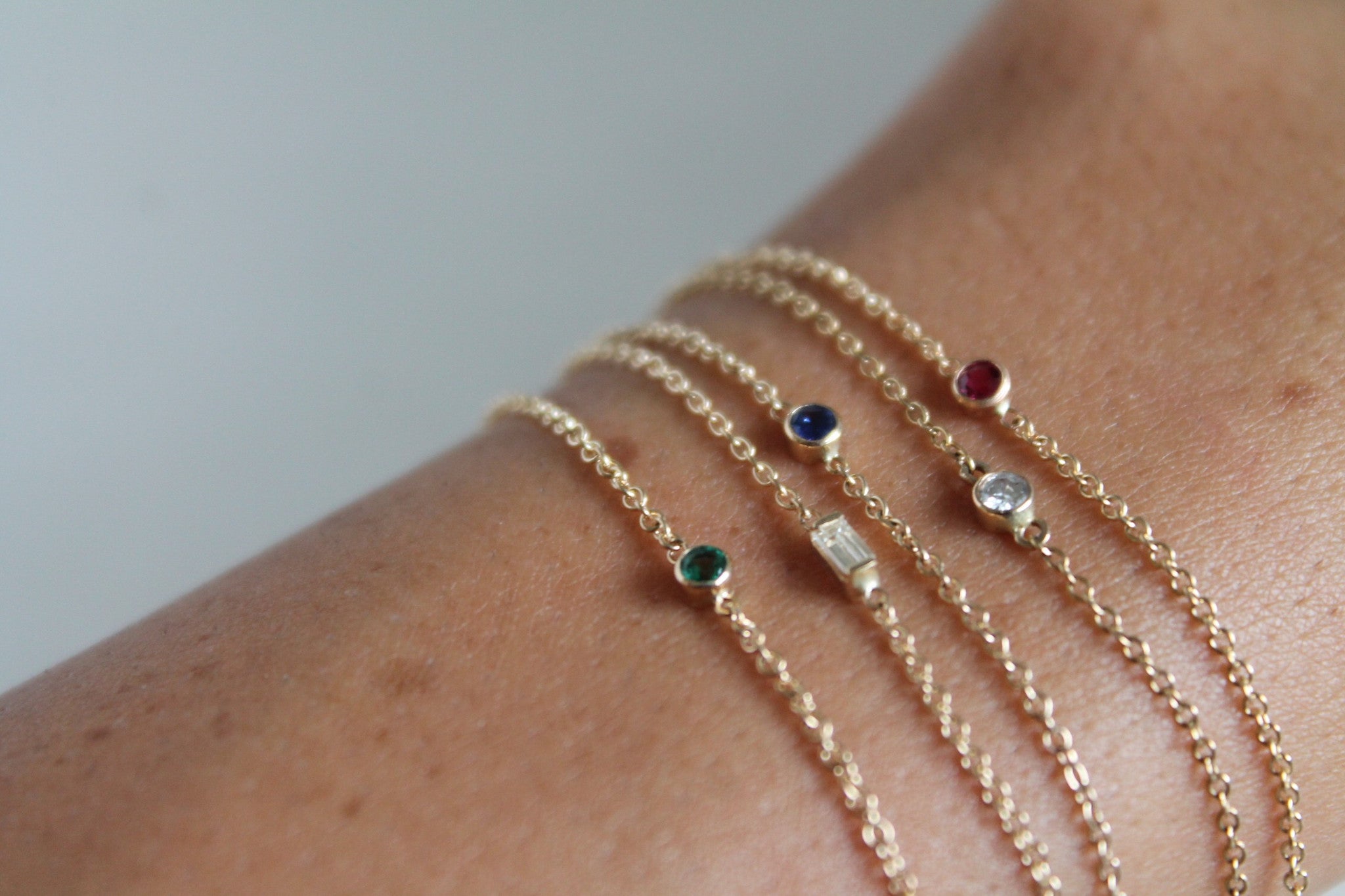 14K PETITE BEZEL SET WHITE DIAMOND BRACELET