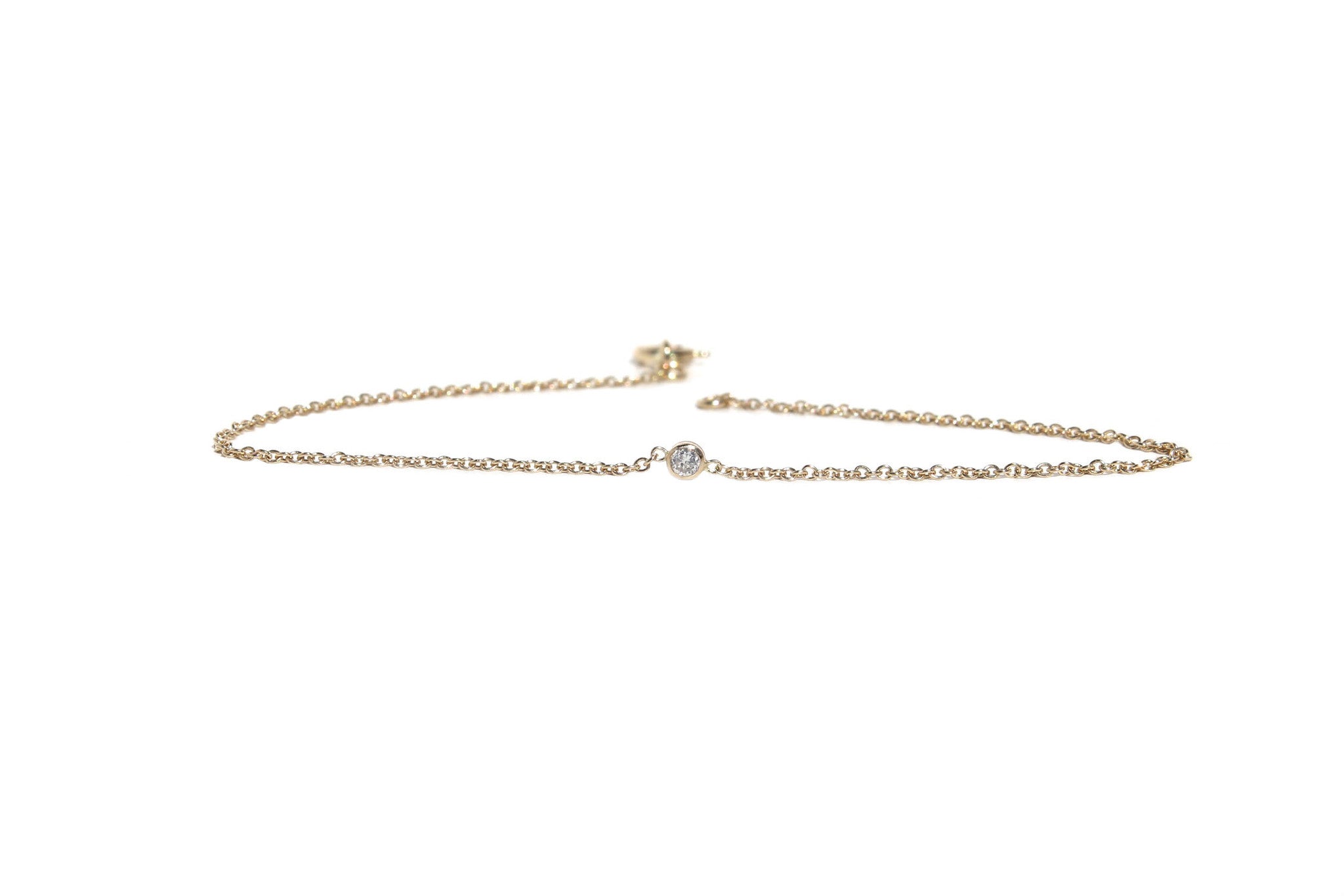 14K PETITE BEZEL SET WHITE DIAMOND BRACELET