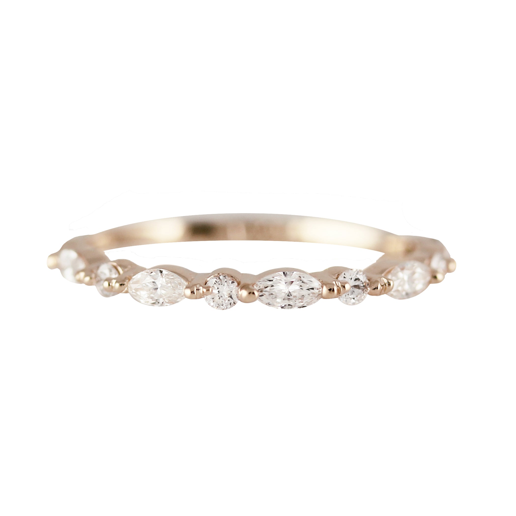 14K MARQUISE AND ROUND DIAMOND BAND