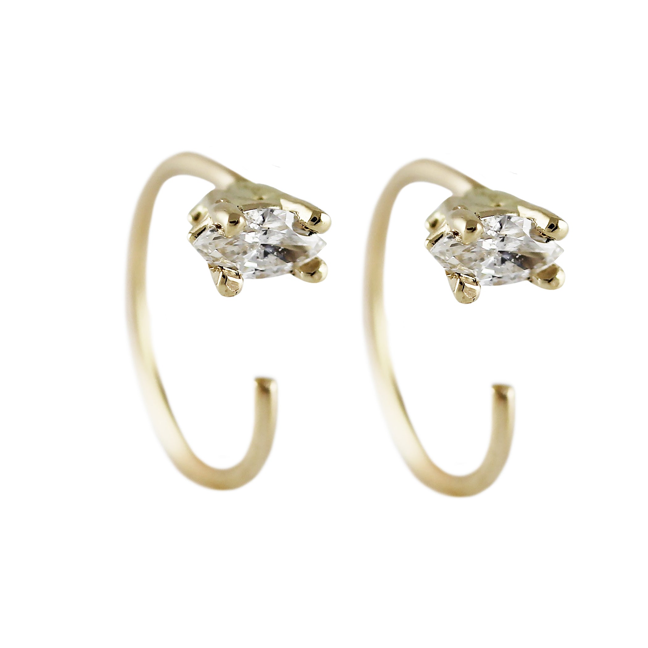 DIAMOND MARQUISE TINY HOOPS
