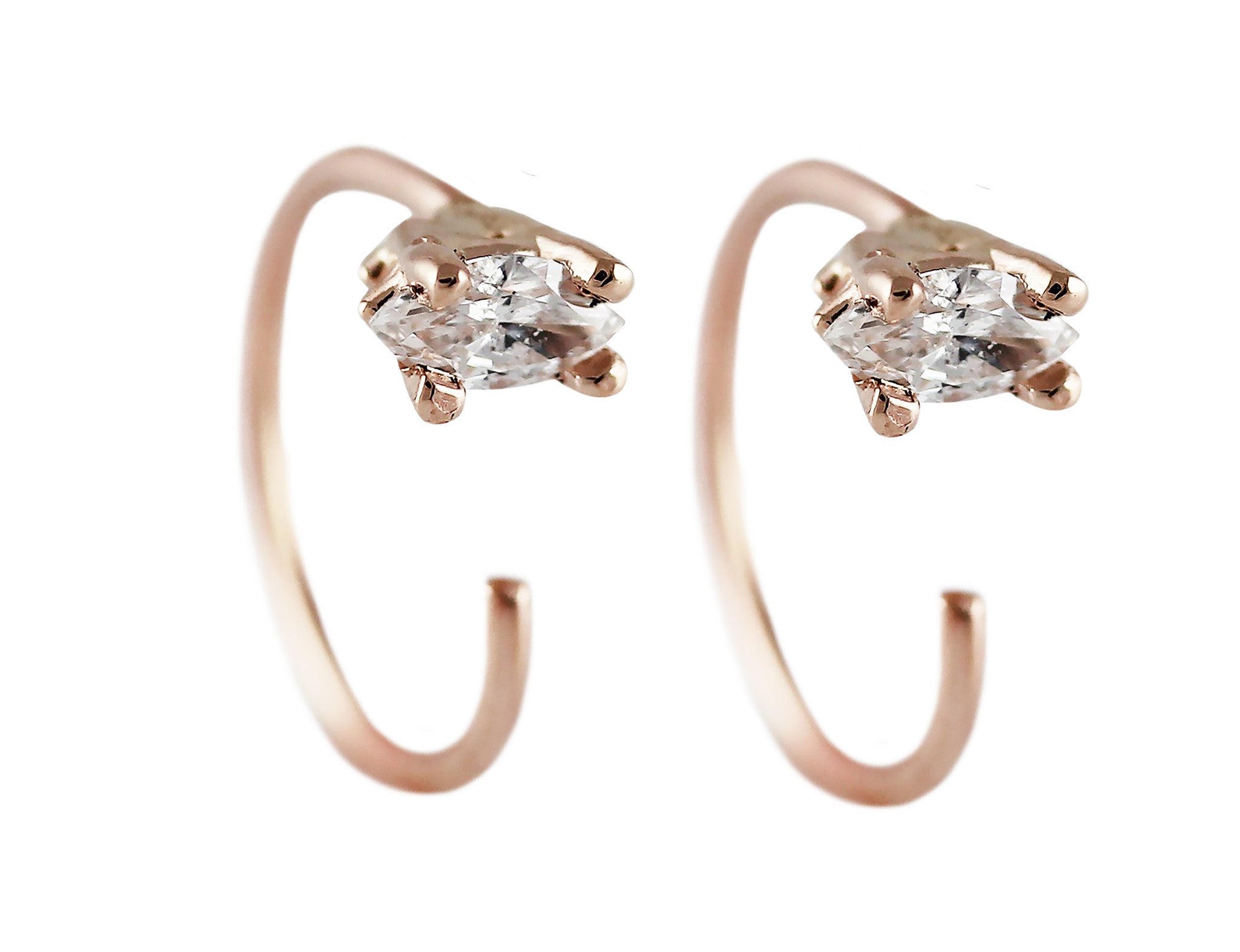 DIAMOND MARQUISE TINY HOOPS