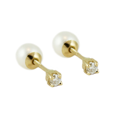 STAPLE WITH TOPAZ AND PEARL ENDS SILVER STUDS