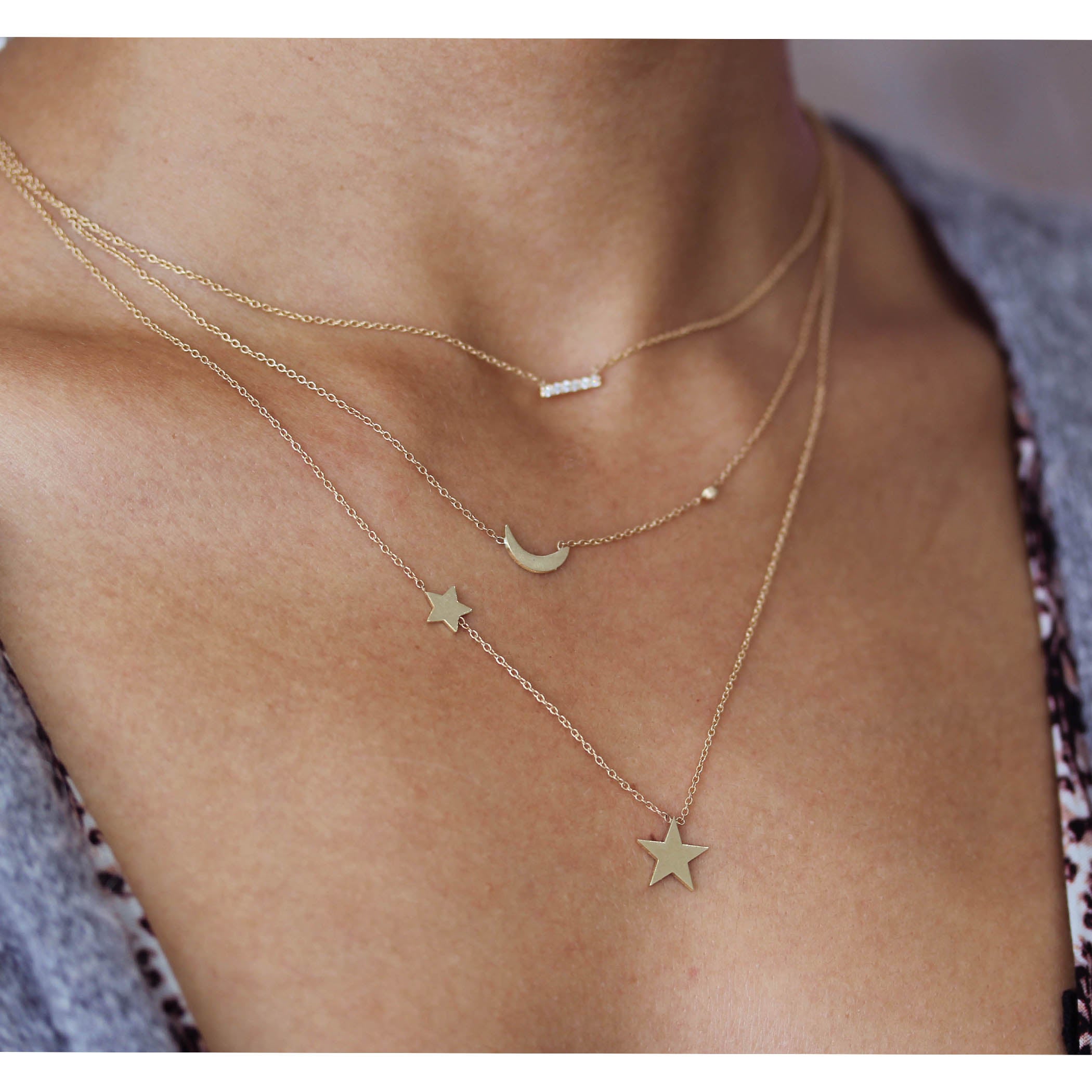 14K MOON AND DIAMOND NECKLACE