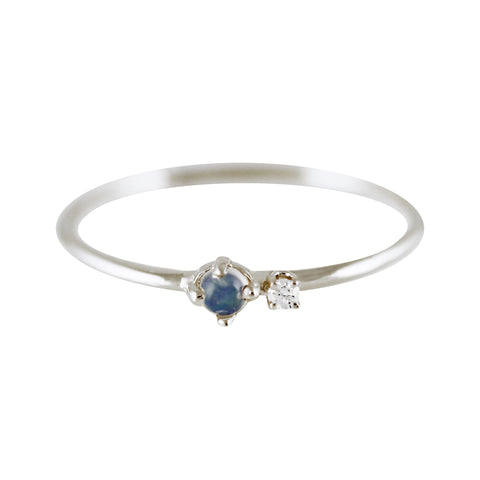 14K OPAL WITH SIX PRONG SET DIAMONDS RING