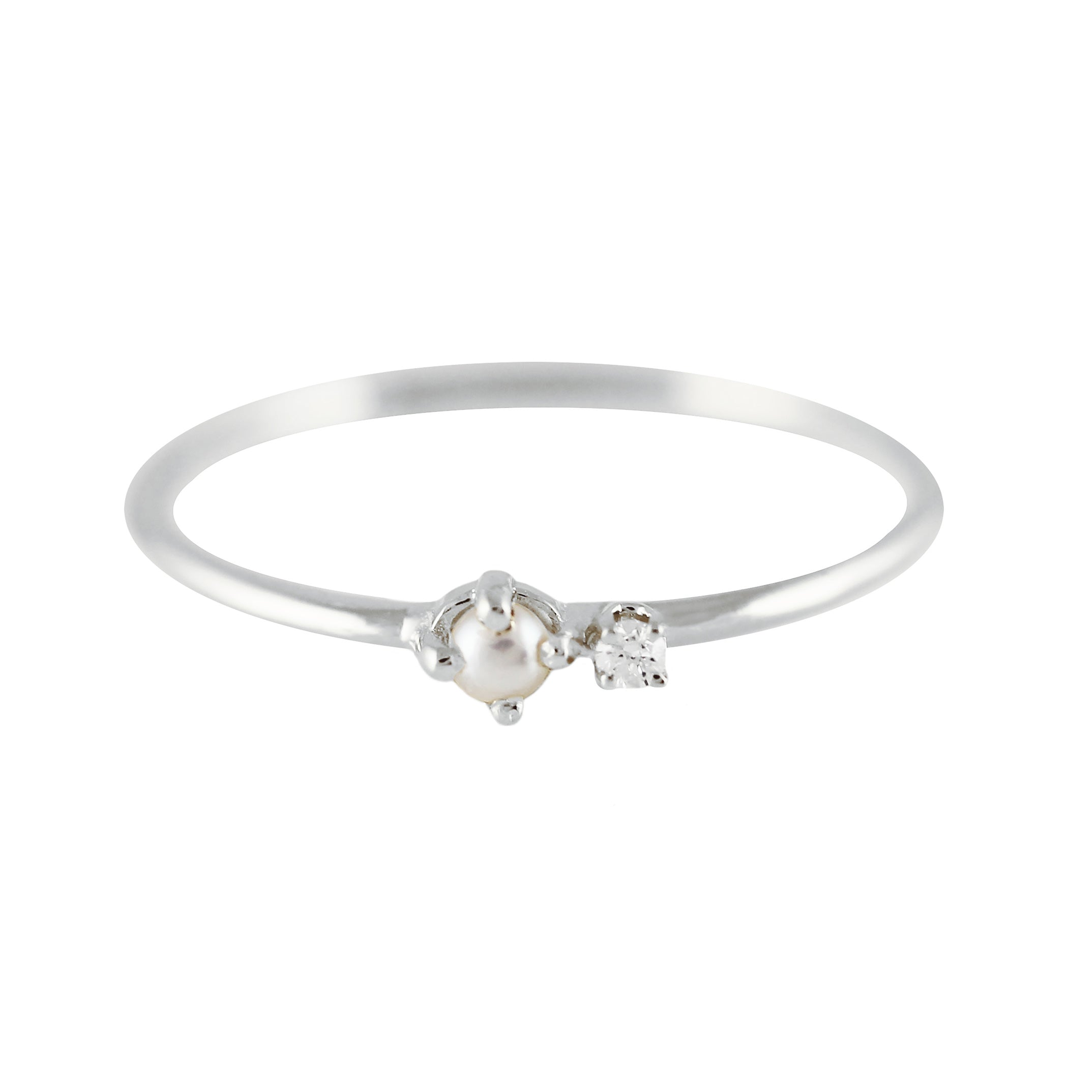 DUOPLO PEARL SILVER RING