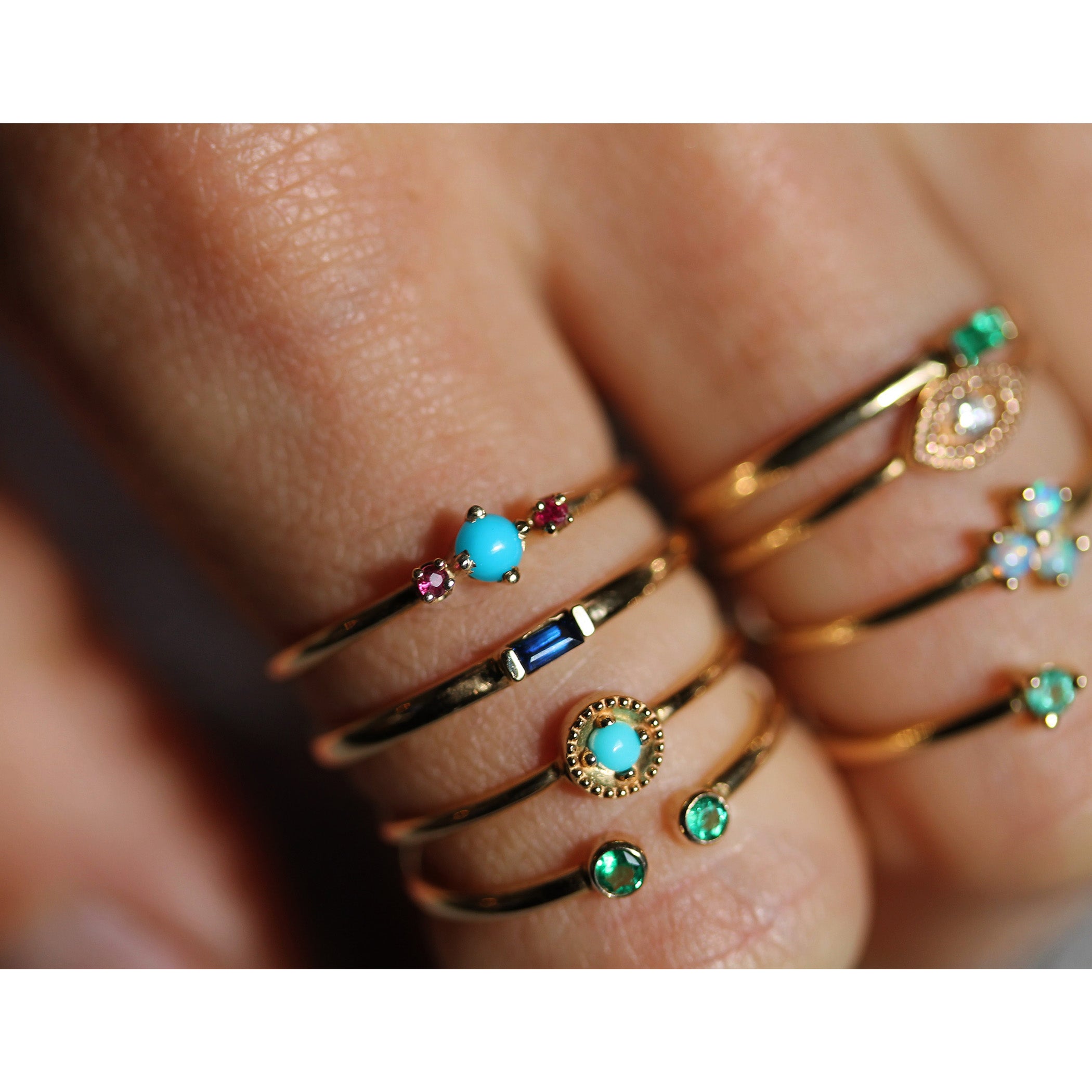 14K EMERALD CUFF RING