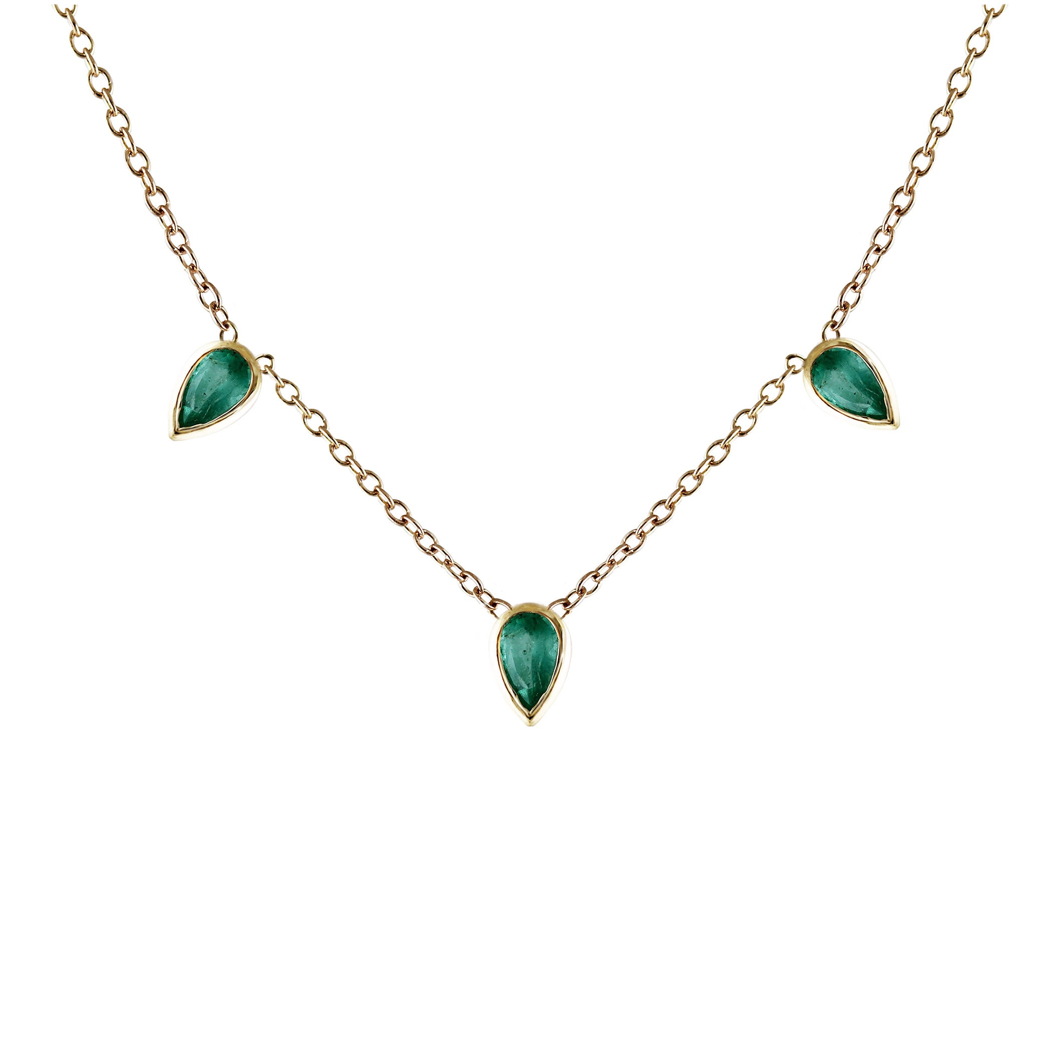 EMERALD PEAR TRIO NECKLACE