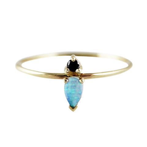 14K OPAL HEART RING