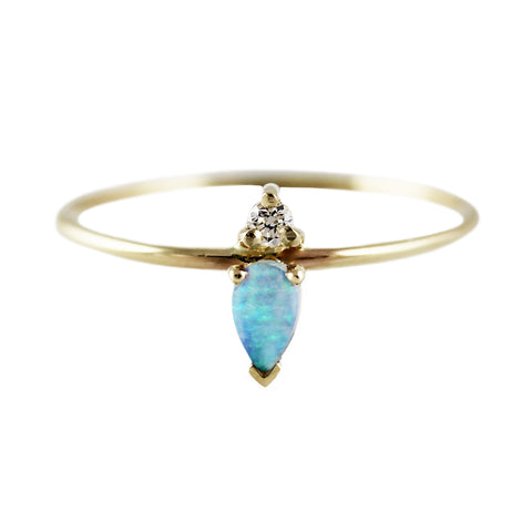 14K OPAL HEART RING