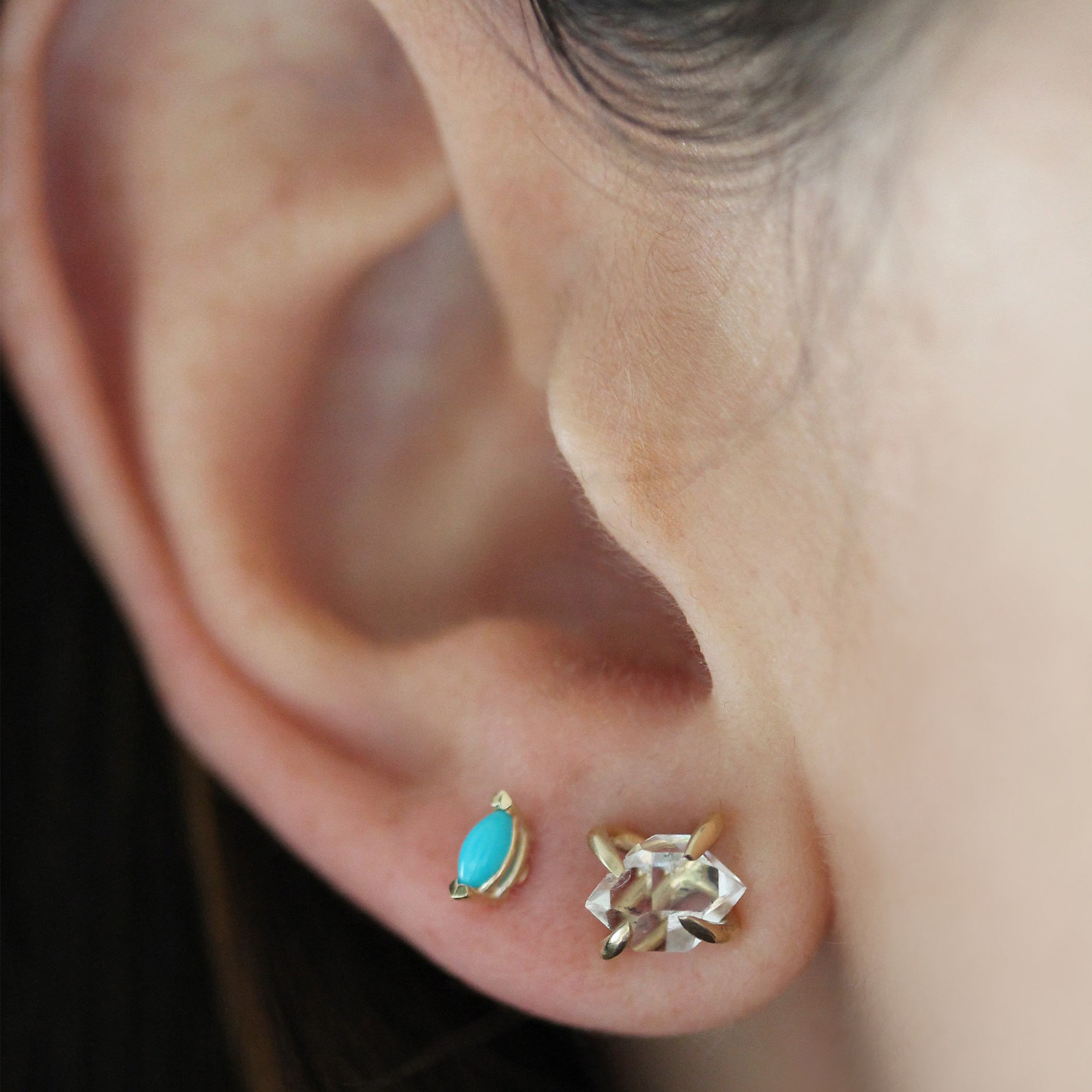 14K HERKIMER DIAMOND STUDS