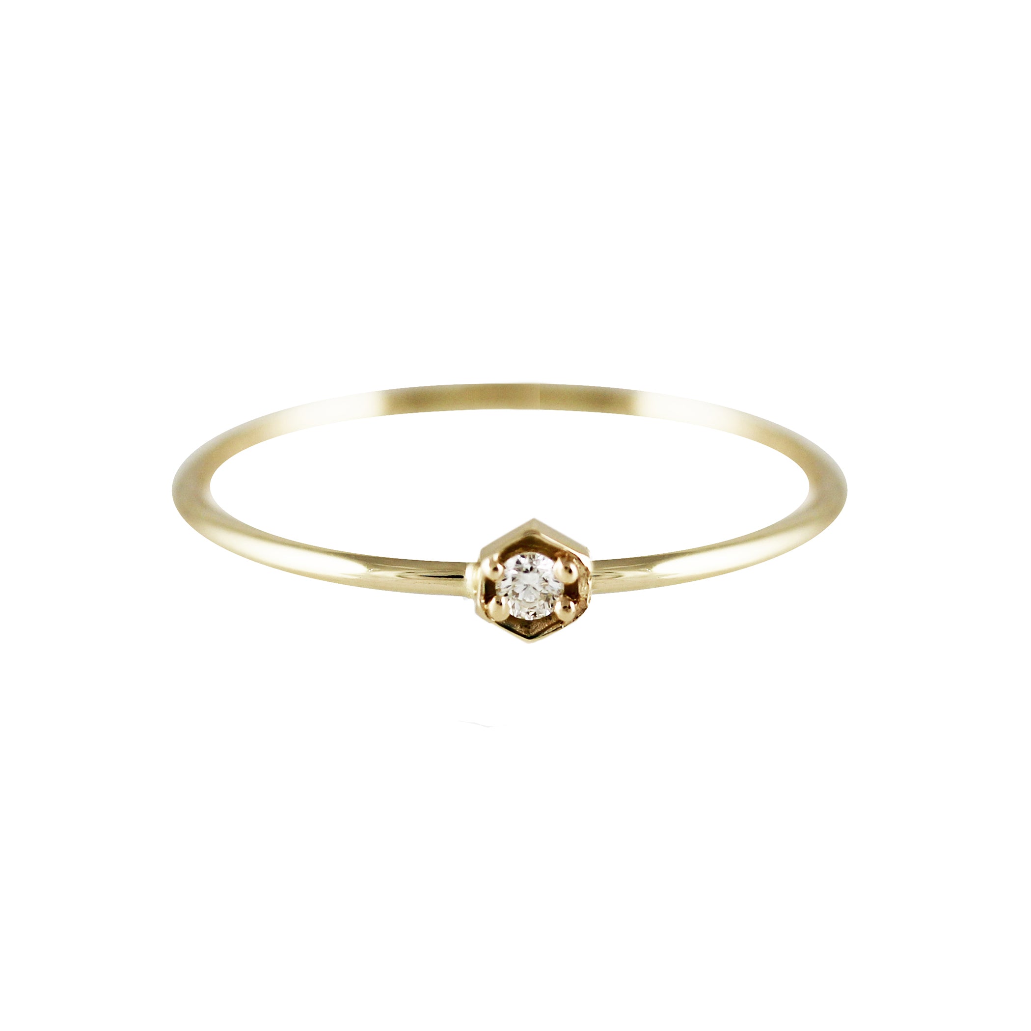 TINY HEXAGON DIAMOND RING