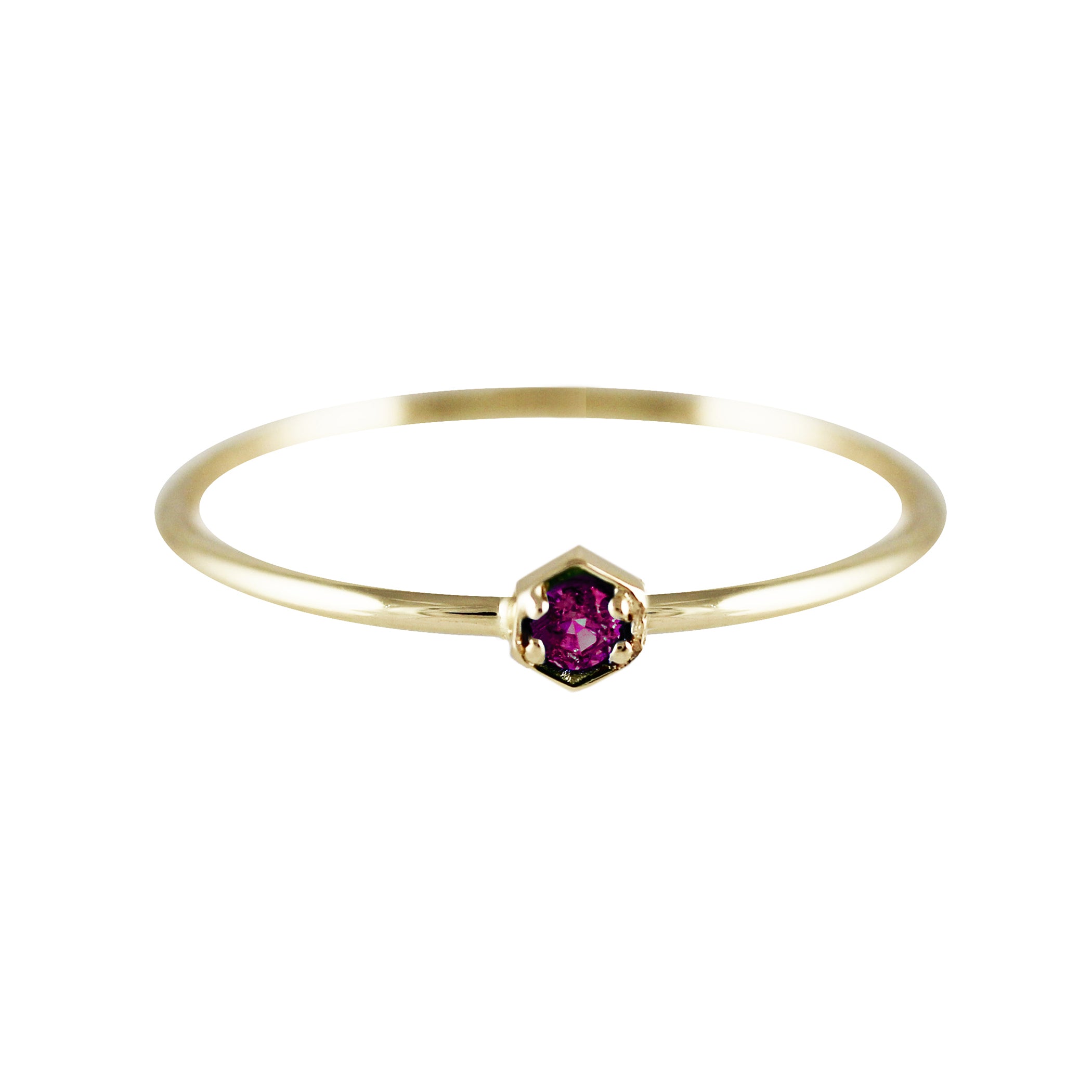 TINY HEXAGON RUBY RING
