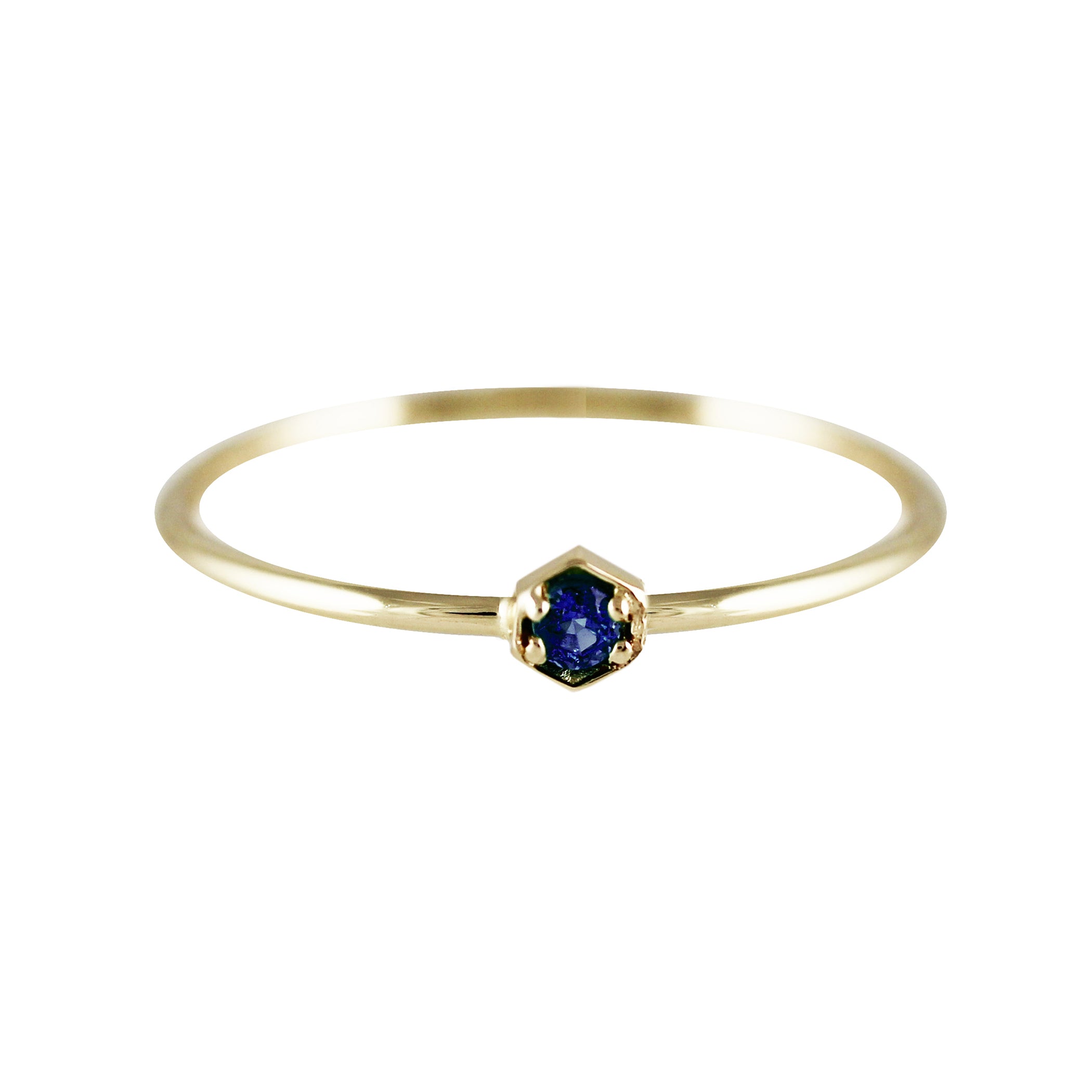 TINY HEXAGON SAPPHIRE RING