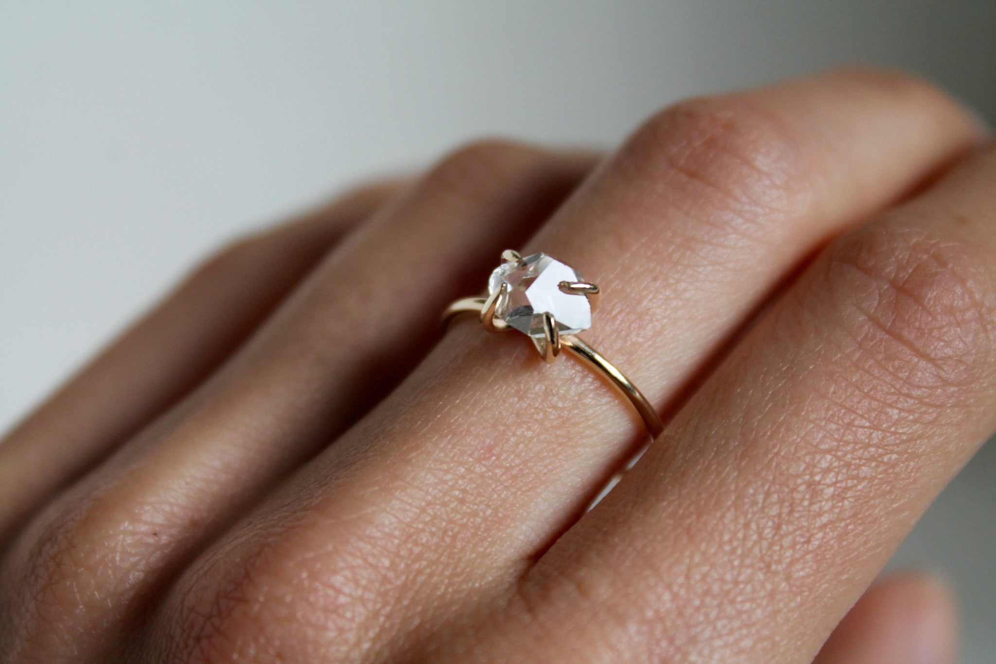 14K HERKIMER DIAMOND RING