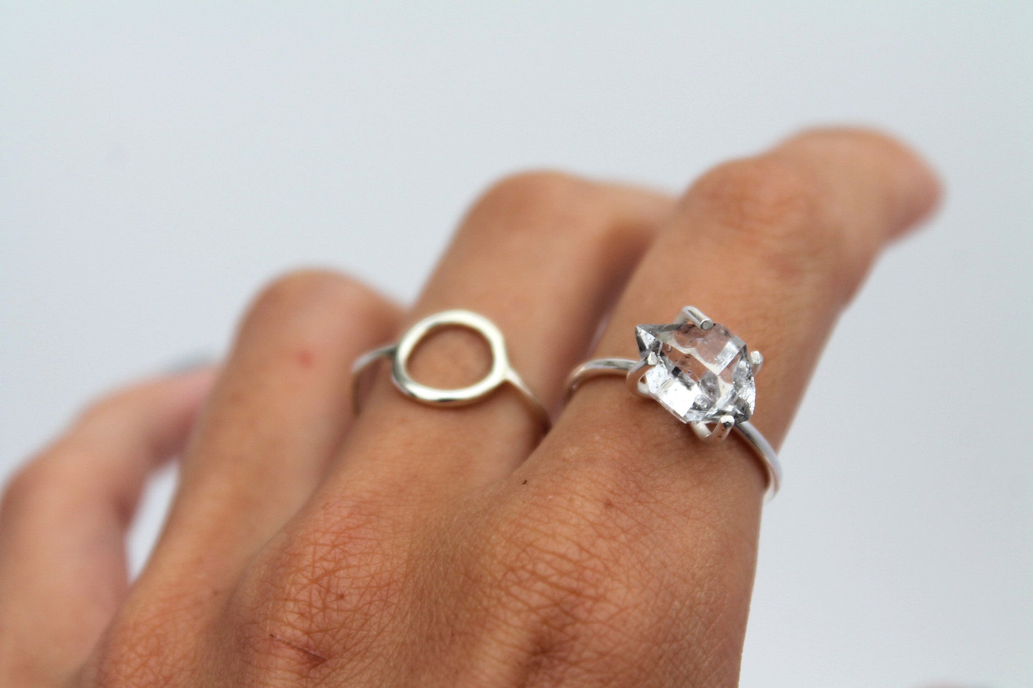 STERLING SILVER HERKIMER DIAMOND RING