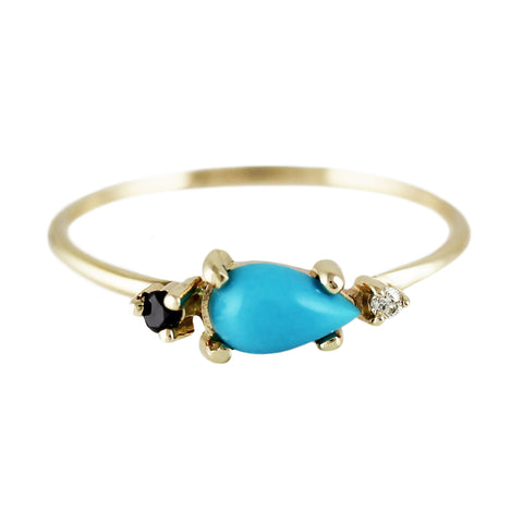 THEA TURQUOISE WITH PEARLS RING