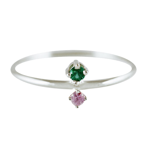 JUMELLE EMERALD SILVER RING