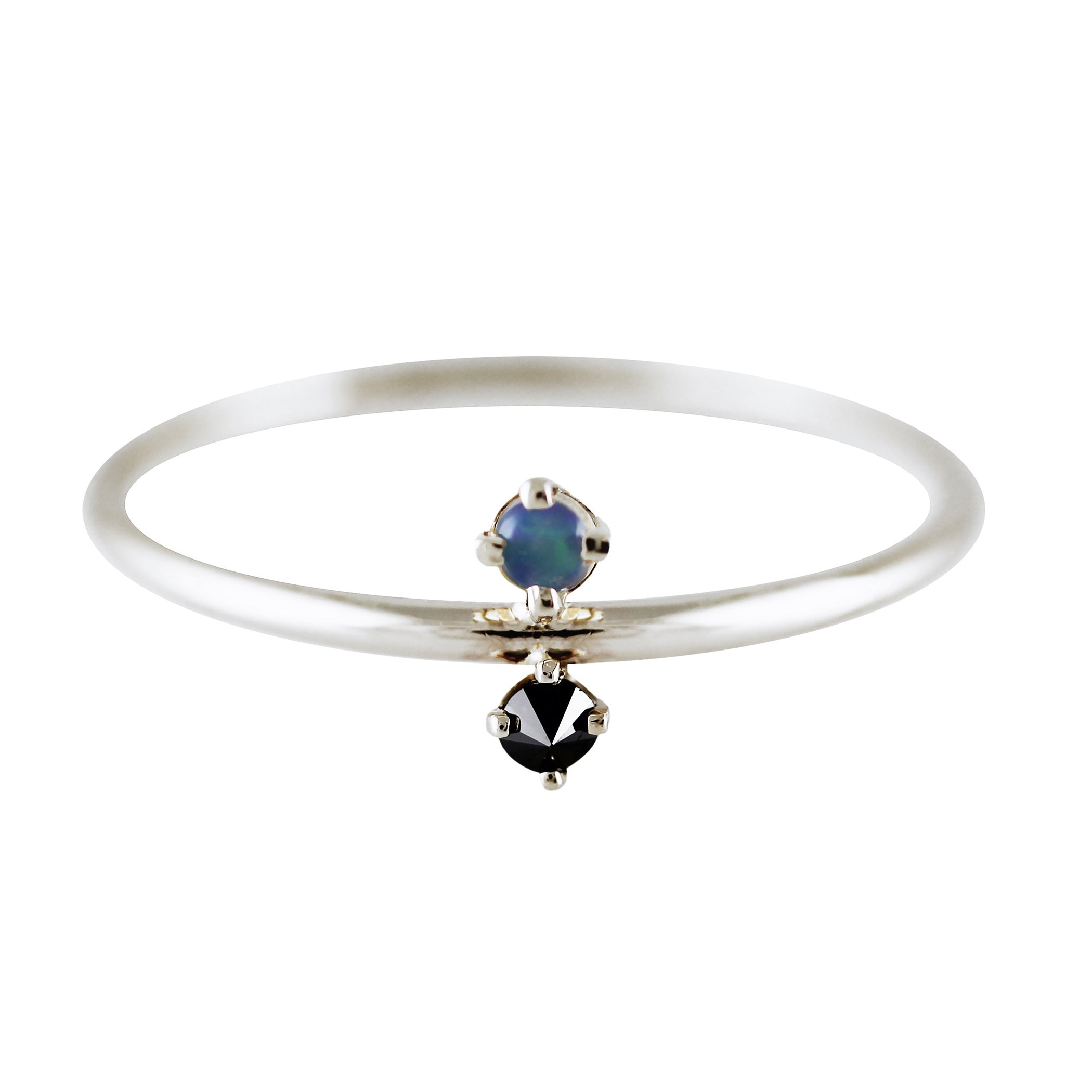 JUMELLE OPAL AND DIAMOND SILVER RING
