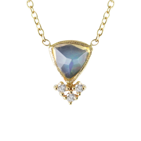 5 BEZEL DIAMOND AND OPAL BAR NECKLACE