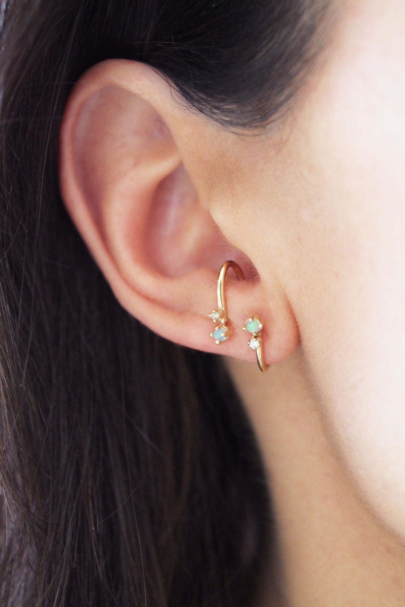 KITTO OPAL WITH TOPAZ SILVER STUDS