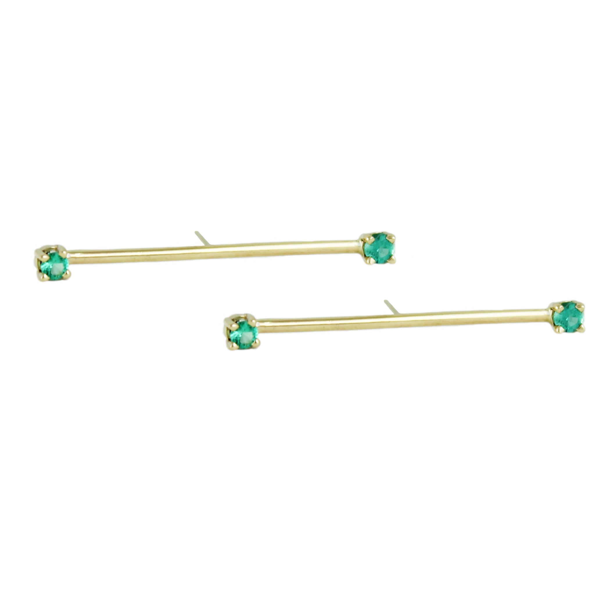 LONG STAPLE WITH EMERALDS STUDS