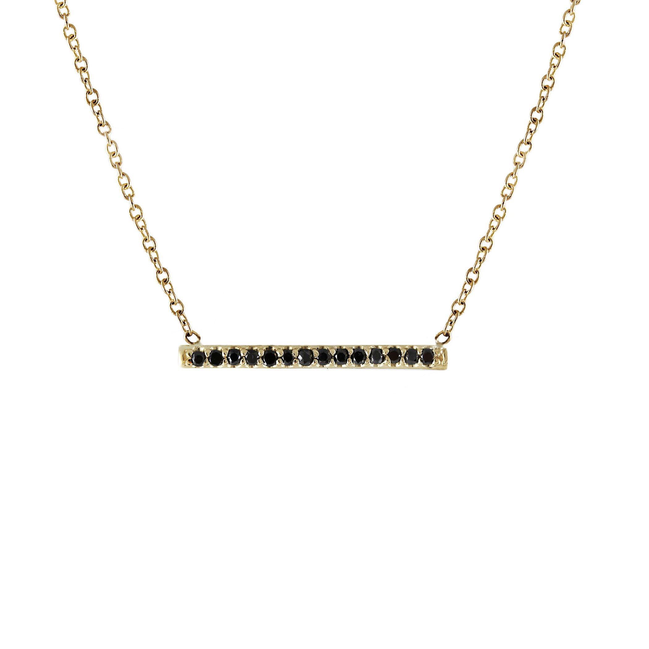 LONG BLACK DIAMONDS BAR NECKLACE