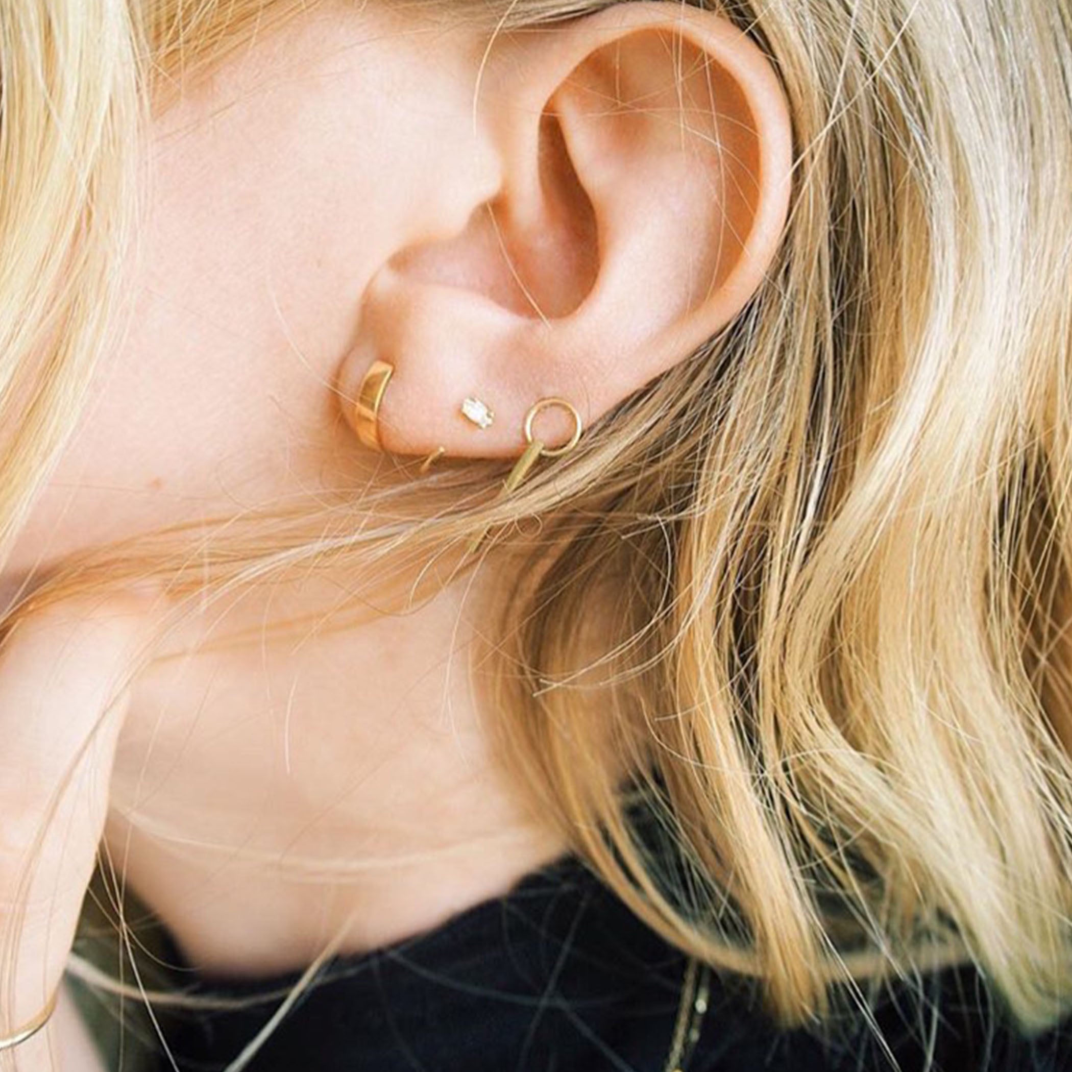 DIAMOND MARQUISE TINY HOOPS