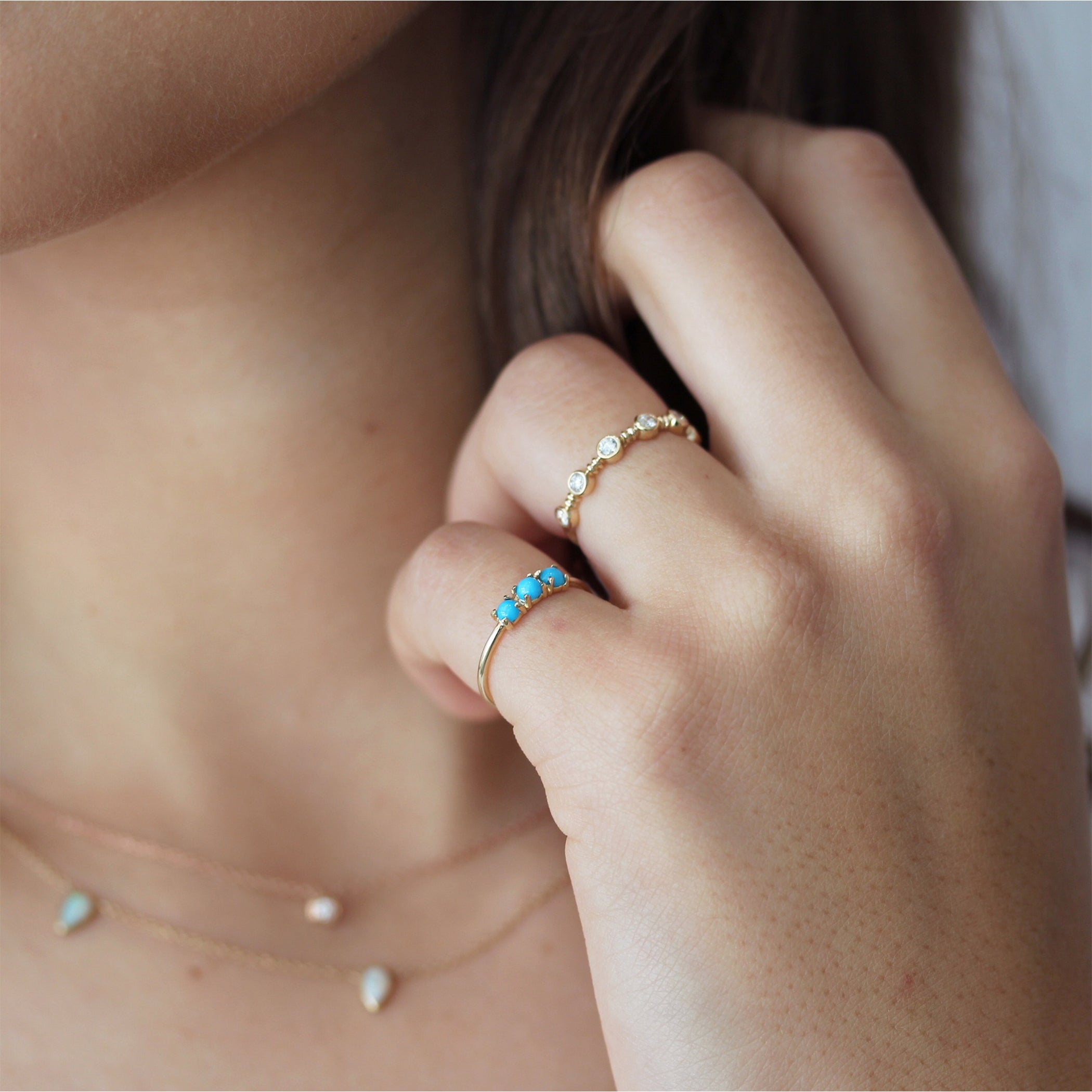 MEDIUM TRIO TURQUOISE RING